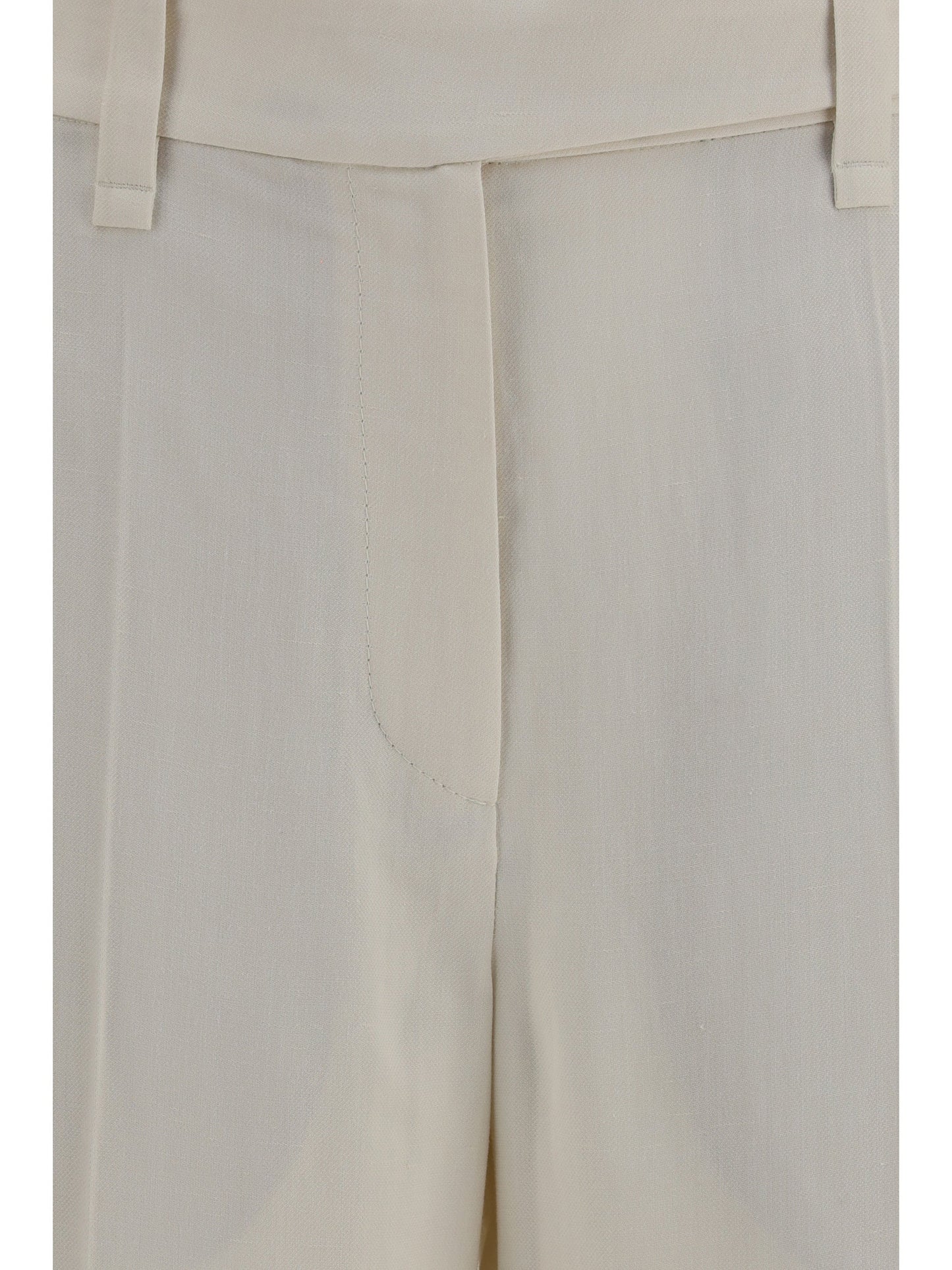 Brunello Cucinelli Women Cigarette Pants In Fluid Viscose And Linen Twill