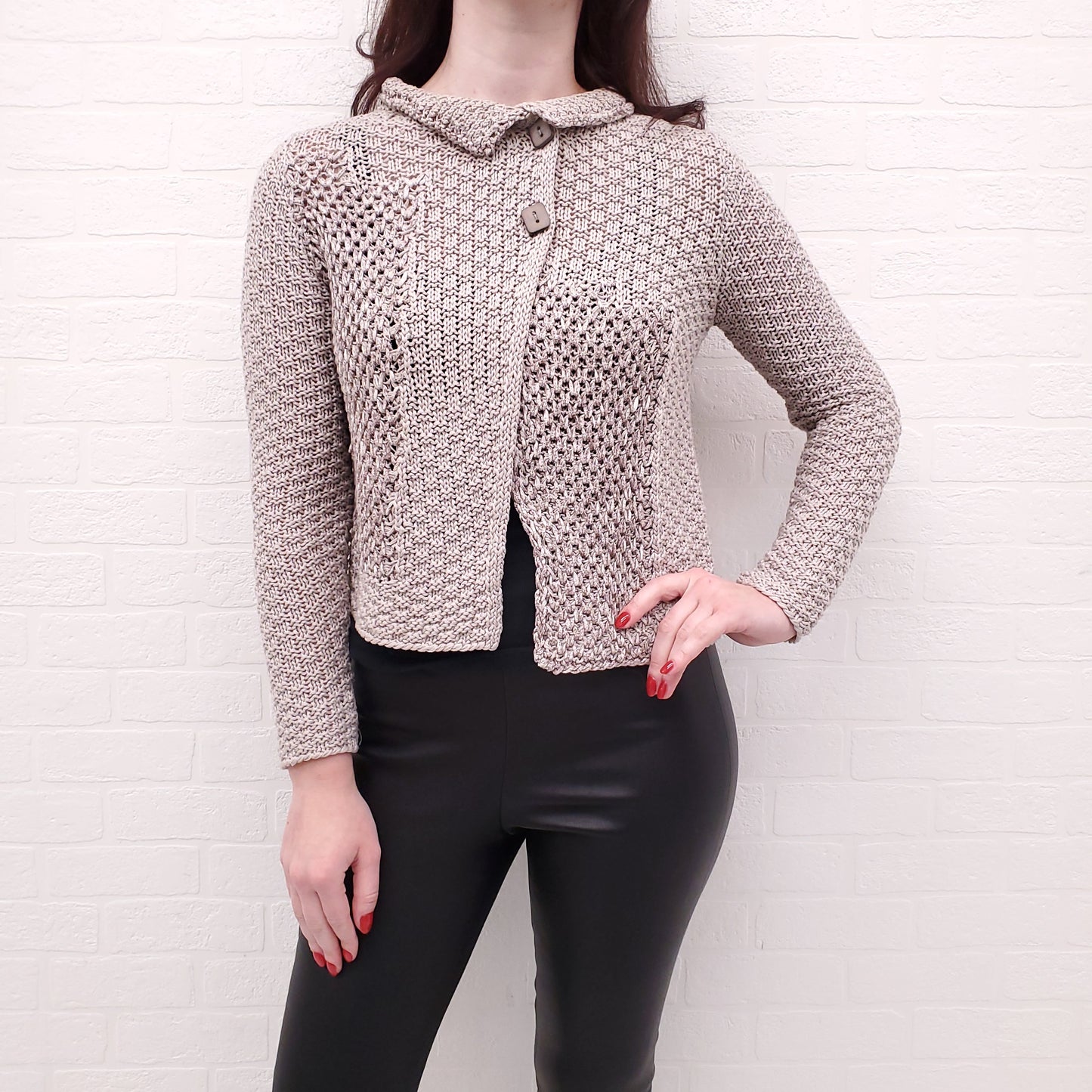 FABIANA FILIPPI TAUPE KNIT CARDIGAN - SIZE XS