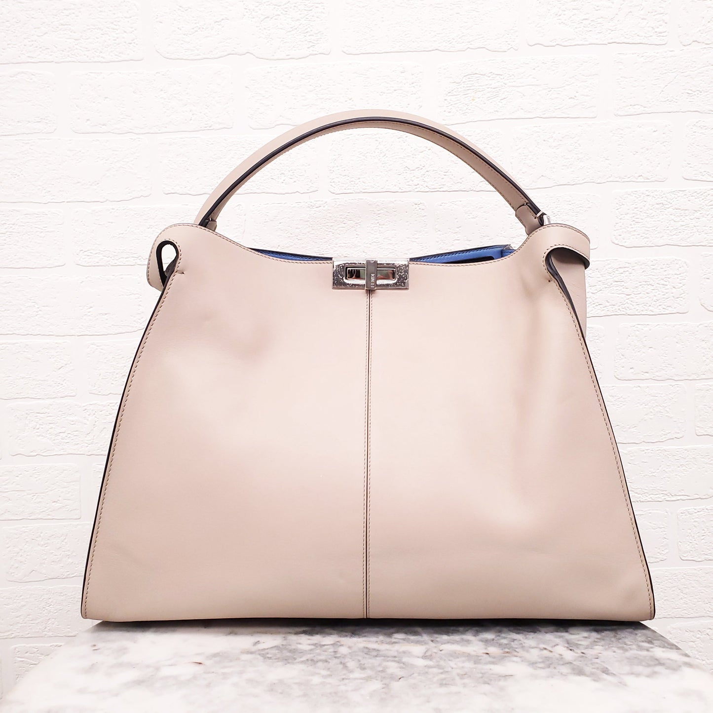 FENDI BEIGE LARGE 'VITELLO SETA CENTURY PEEKABOO' BAG
