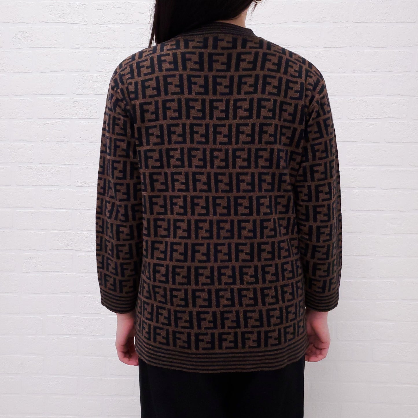 FENDI BROWN LOGO SWEATER - SIZE L