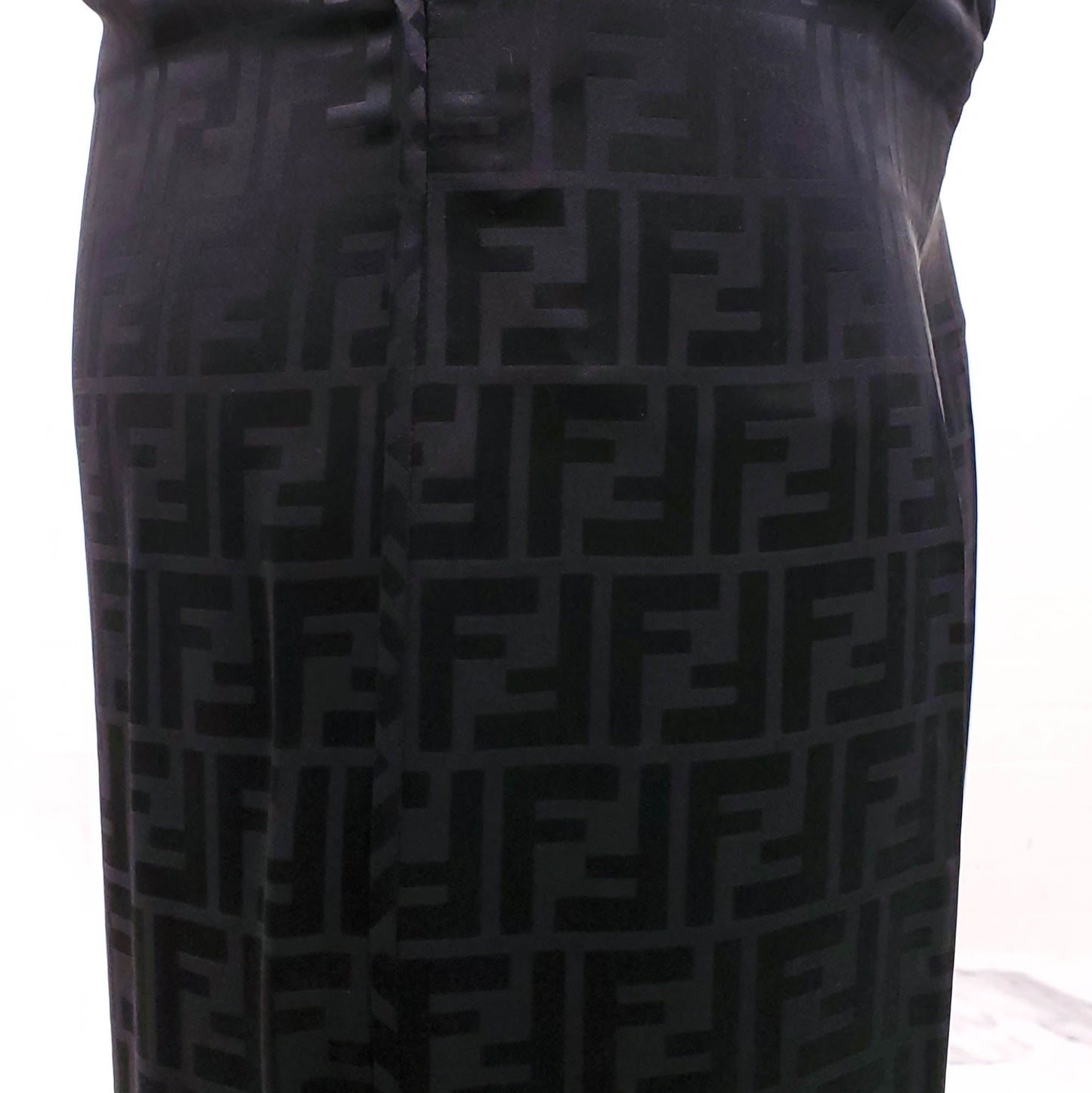 FENDI MONOGRAM SILK BLACK TROUSERS - SIZE 34