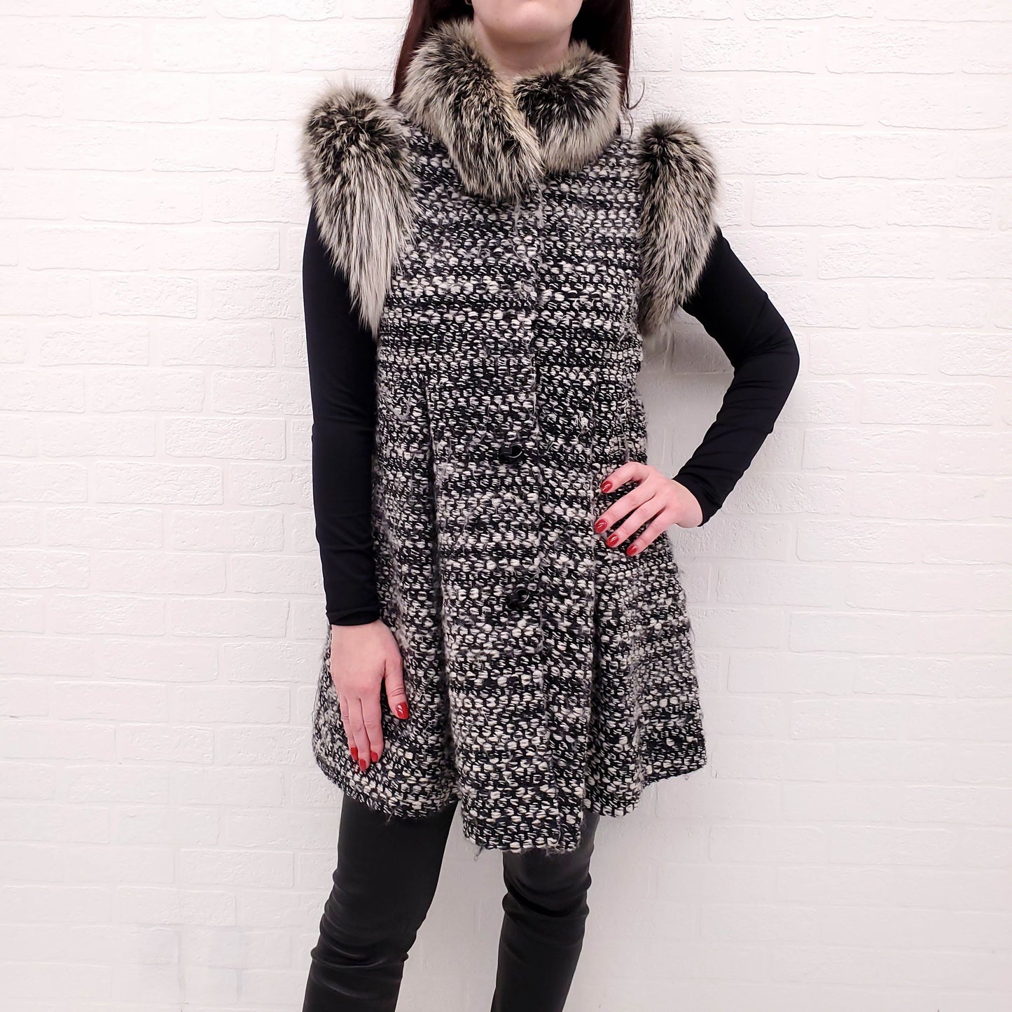 FENDI SWEATER JACKET WITH FUR - SIZE 40