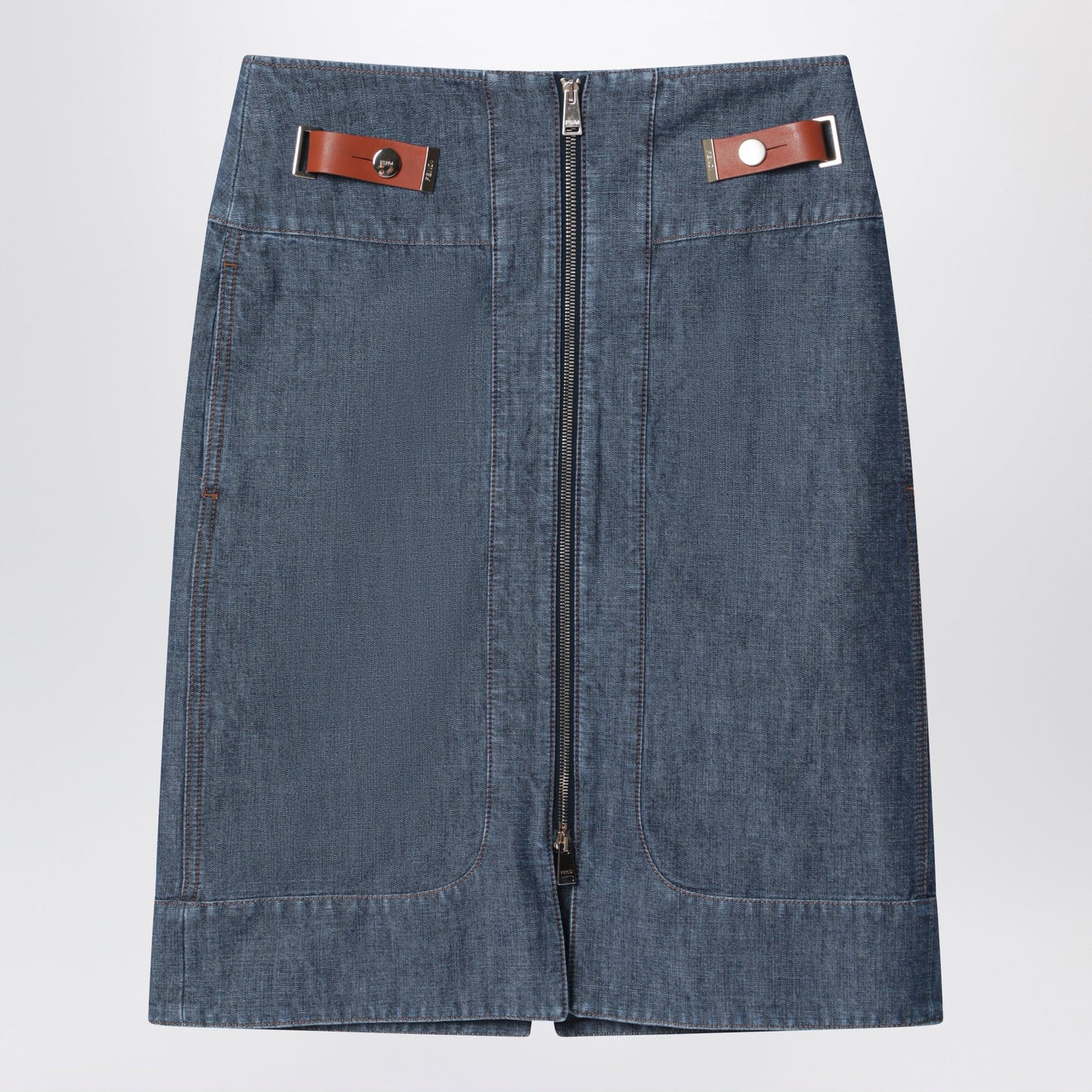 Fendi Blue Chambray Denim Skirt Women
