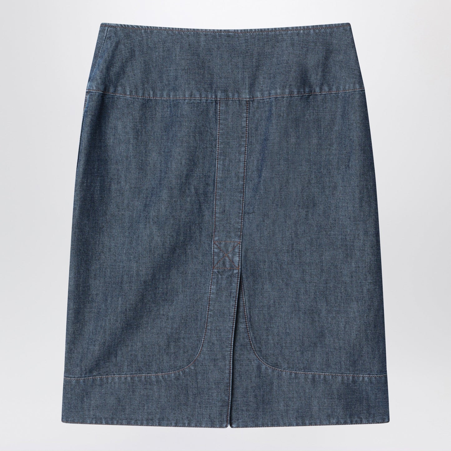 Fendi Blue Chambray Denim Skirt Women