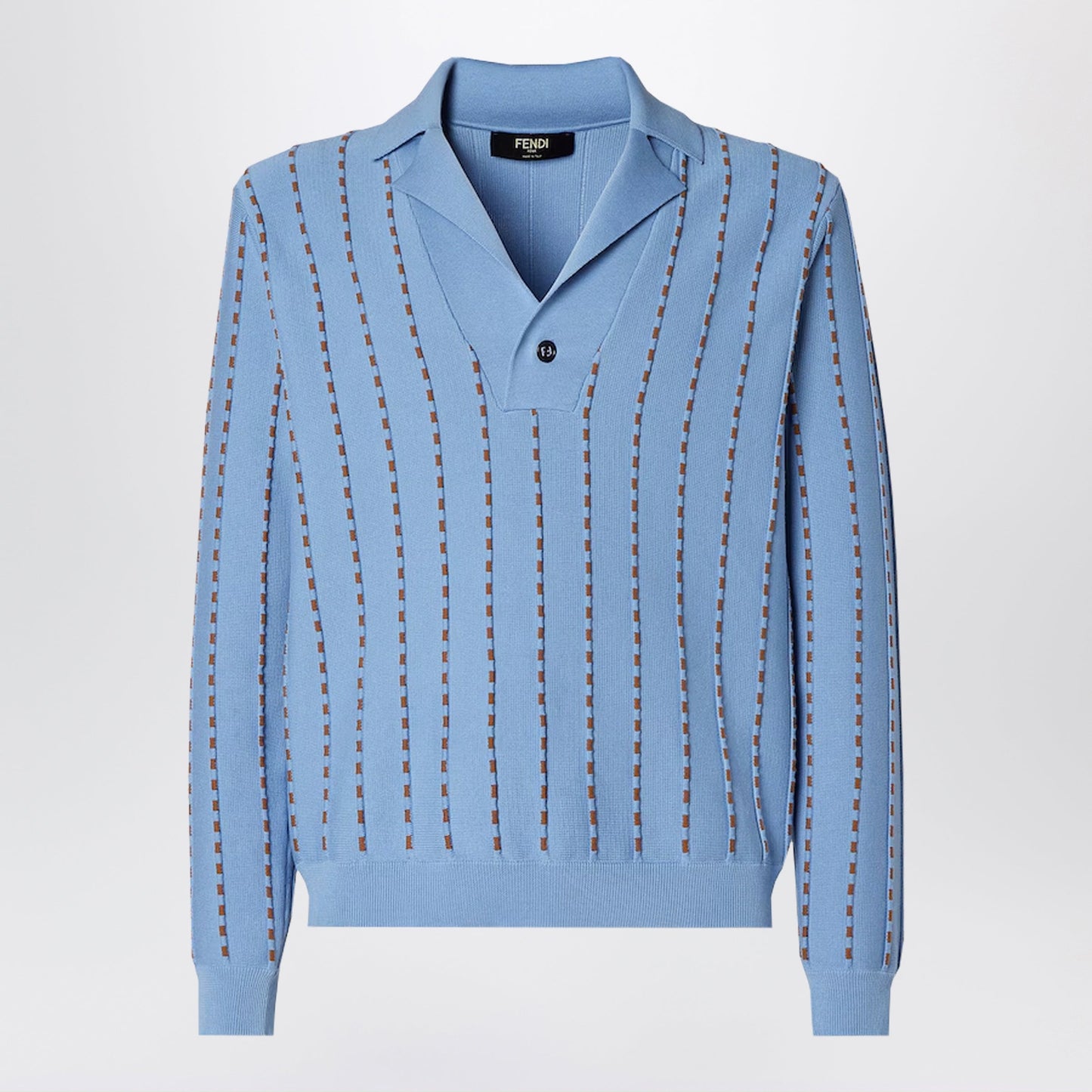 Fendi Light Blue Cotton Knit Jumper Men