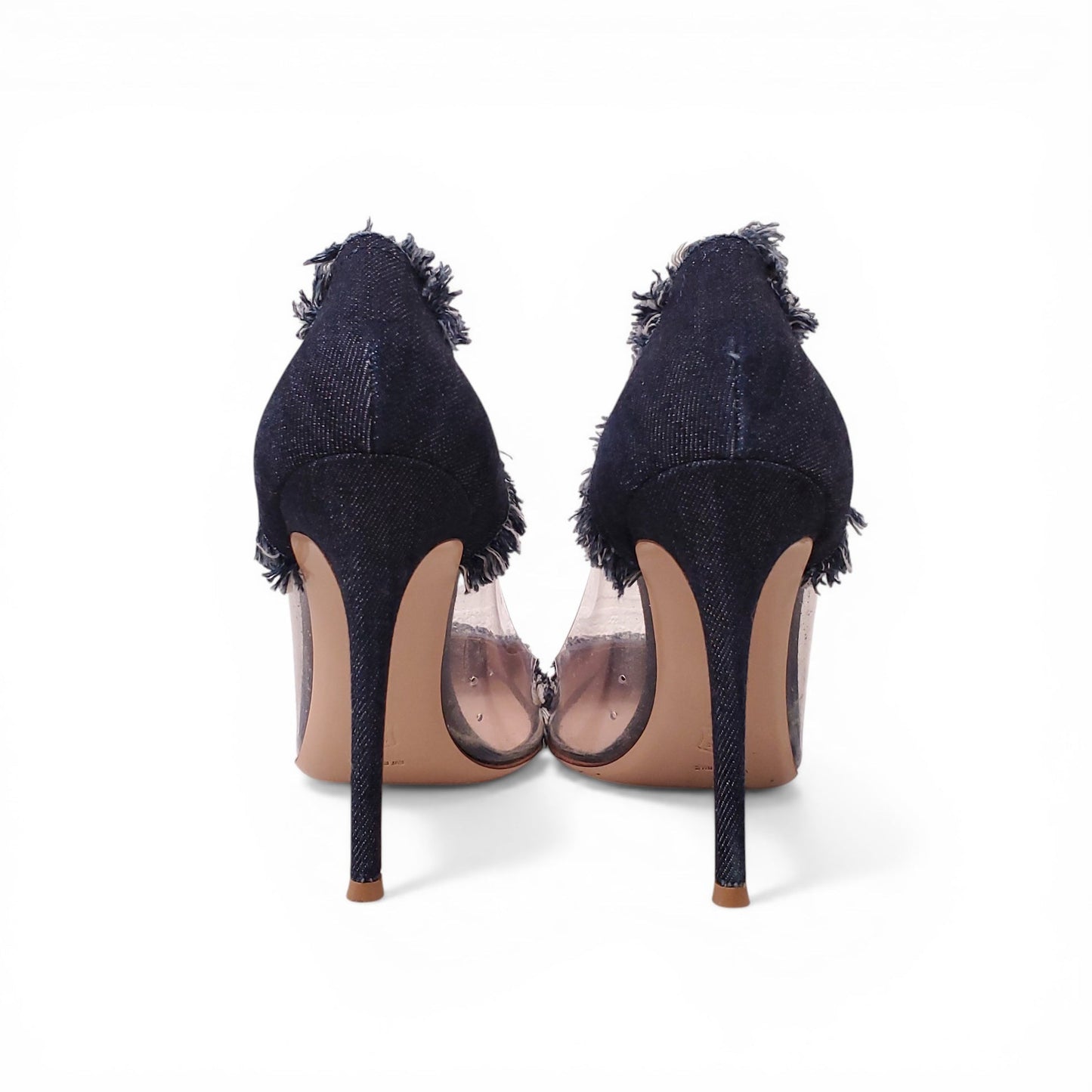 GIANVITO ROSSI DENIM & PVC HEELS - SIZE 40