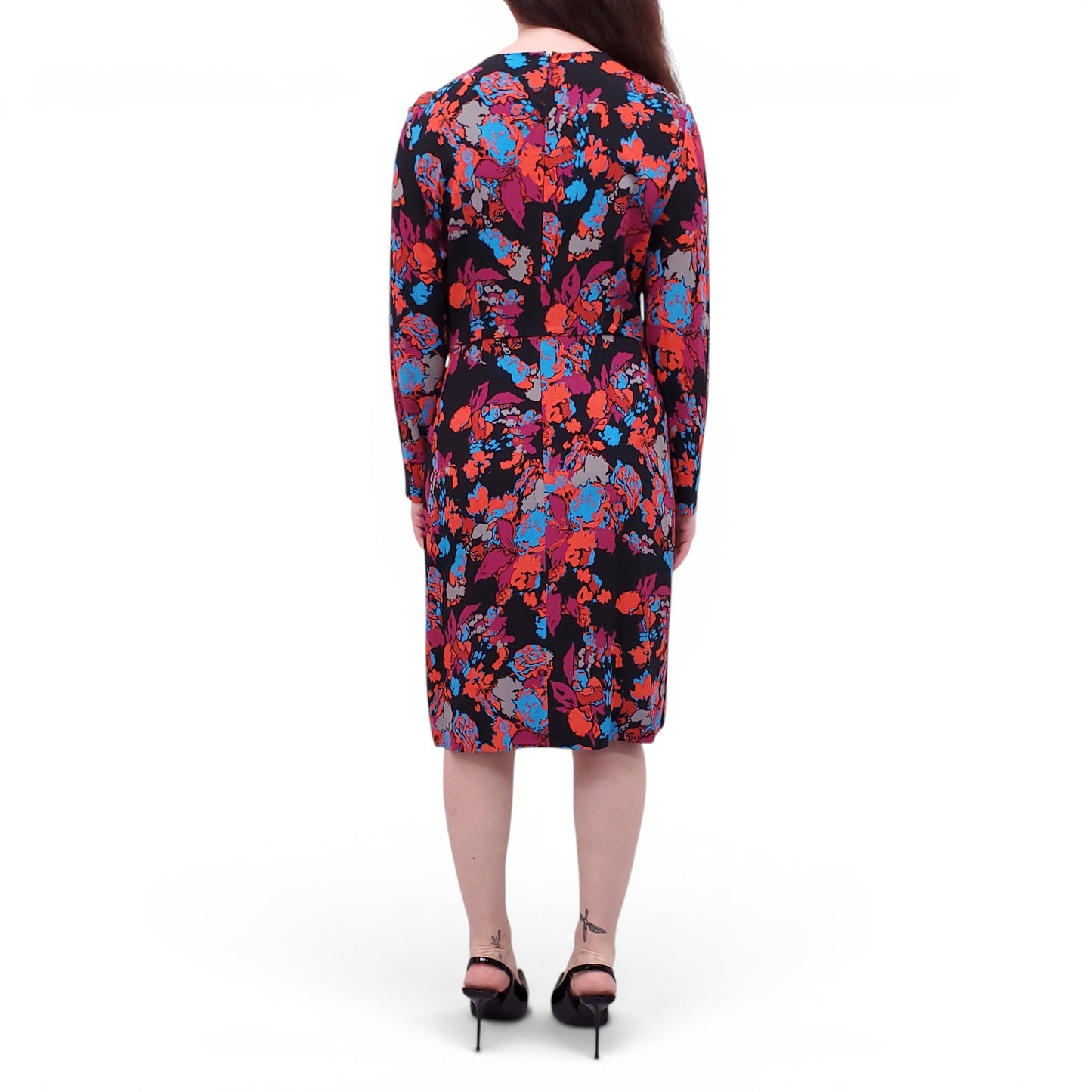 GIVENCHY BLACK AND MULTICOLOURED PATTERNED DRESS - SIZE 42