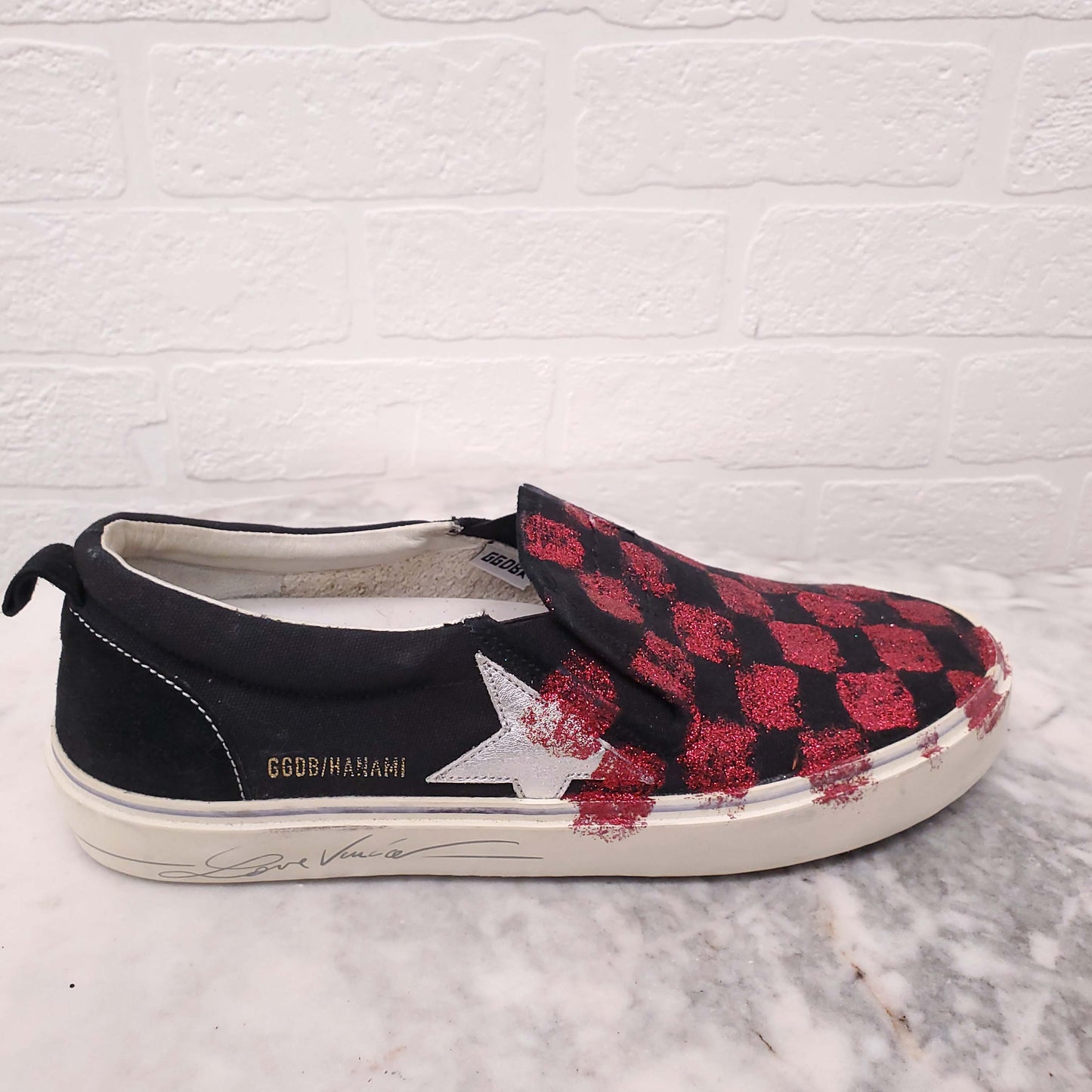 GOLDEN GOOSE RED AND GREEN HANAMI SNEAKERS - SIZE 39
