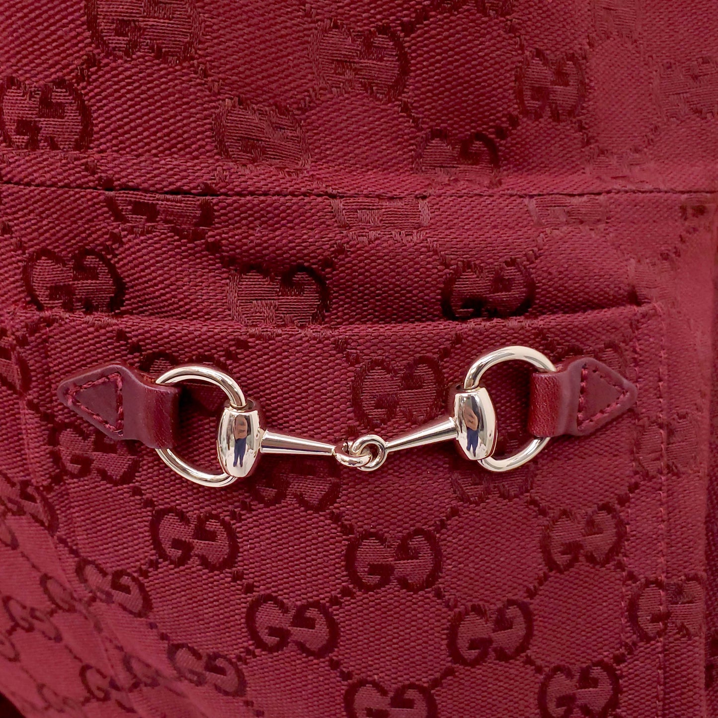 GUCCI BURGUNDY MONOGRAM ROMPER WITH HORSEBIT DETAIL - SIZE 38