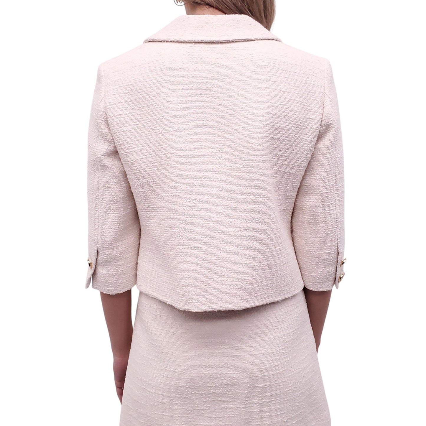 GUCCI CREAM CROPPED BOUCLÉ JACKET WITH HORSESHOE BUTTONS - SIZE 36