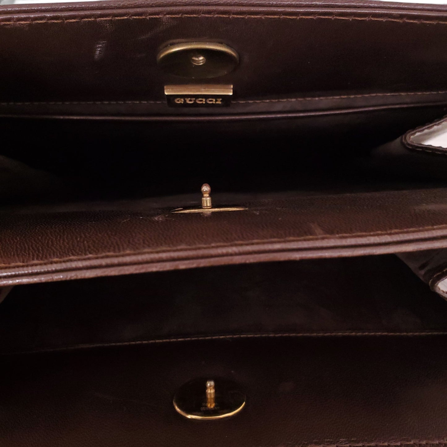 GUCCI VINTAGE BROWN LEATHER CROSSBODY BAG