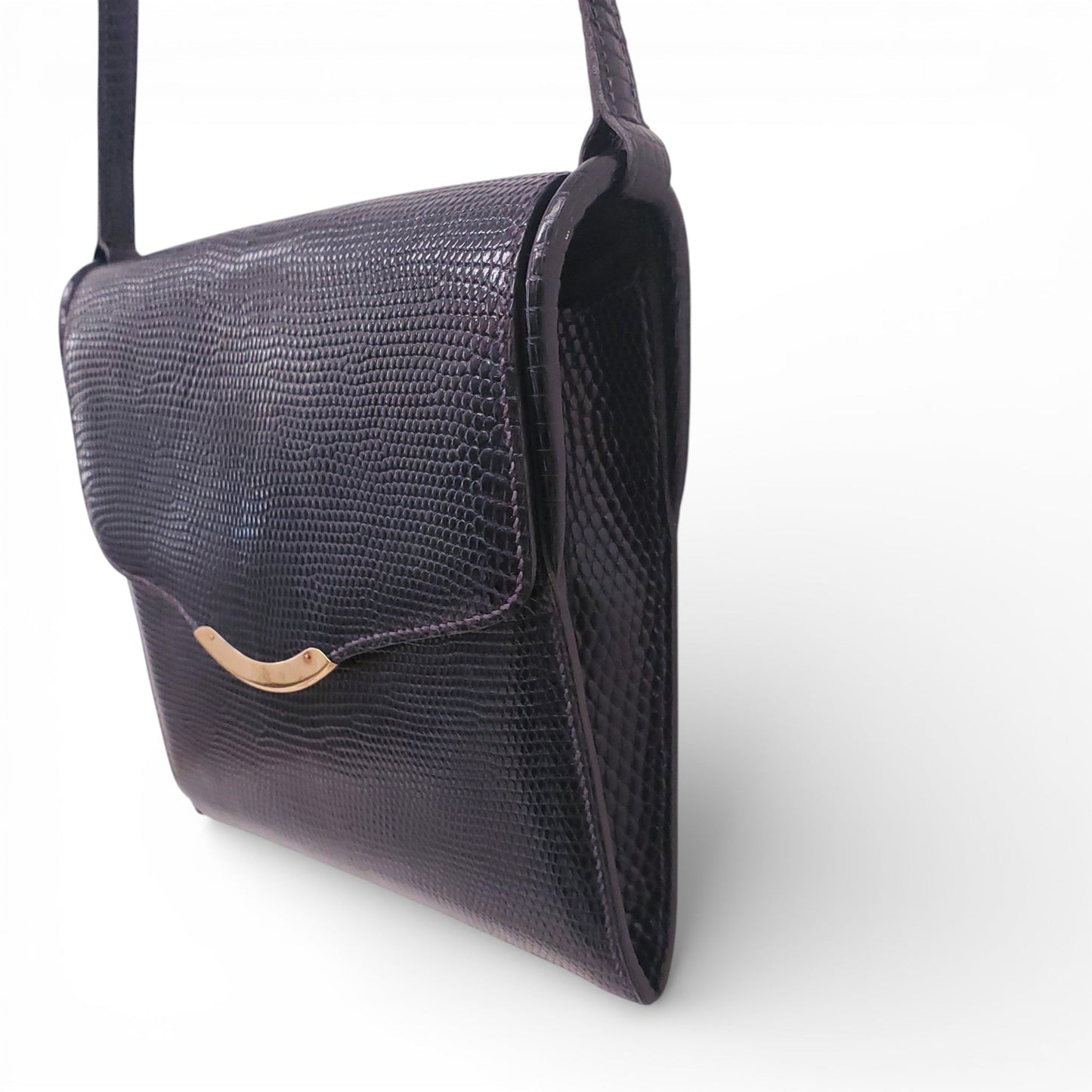 HERMÈS VINTAGE NAVY ALLIGATOR SHOULDER BAG