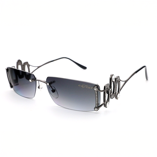 6848 C82 Gray Crystal Rectangular Sunglasses