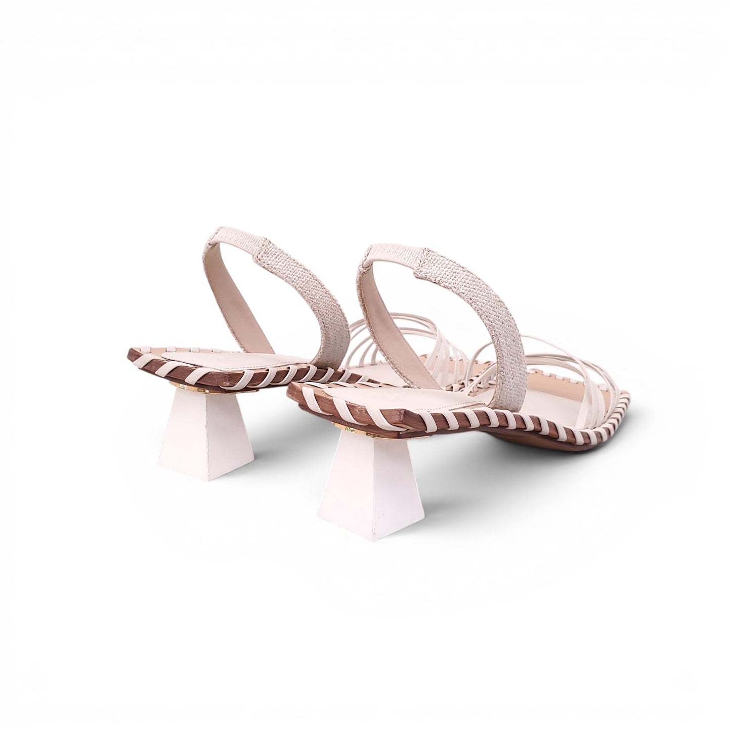 JACQUEMUS OFF-WHITE 'LES SANDALES VALERIE' KITTEN HEELS - SIZE 40