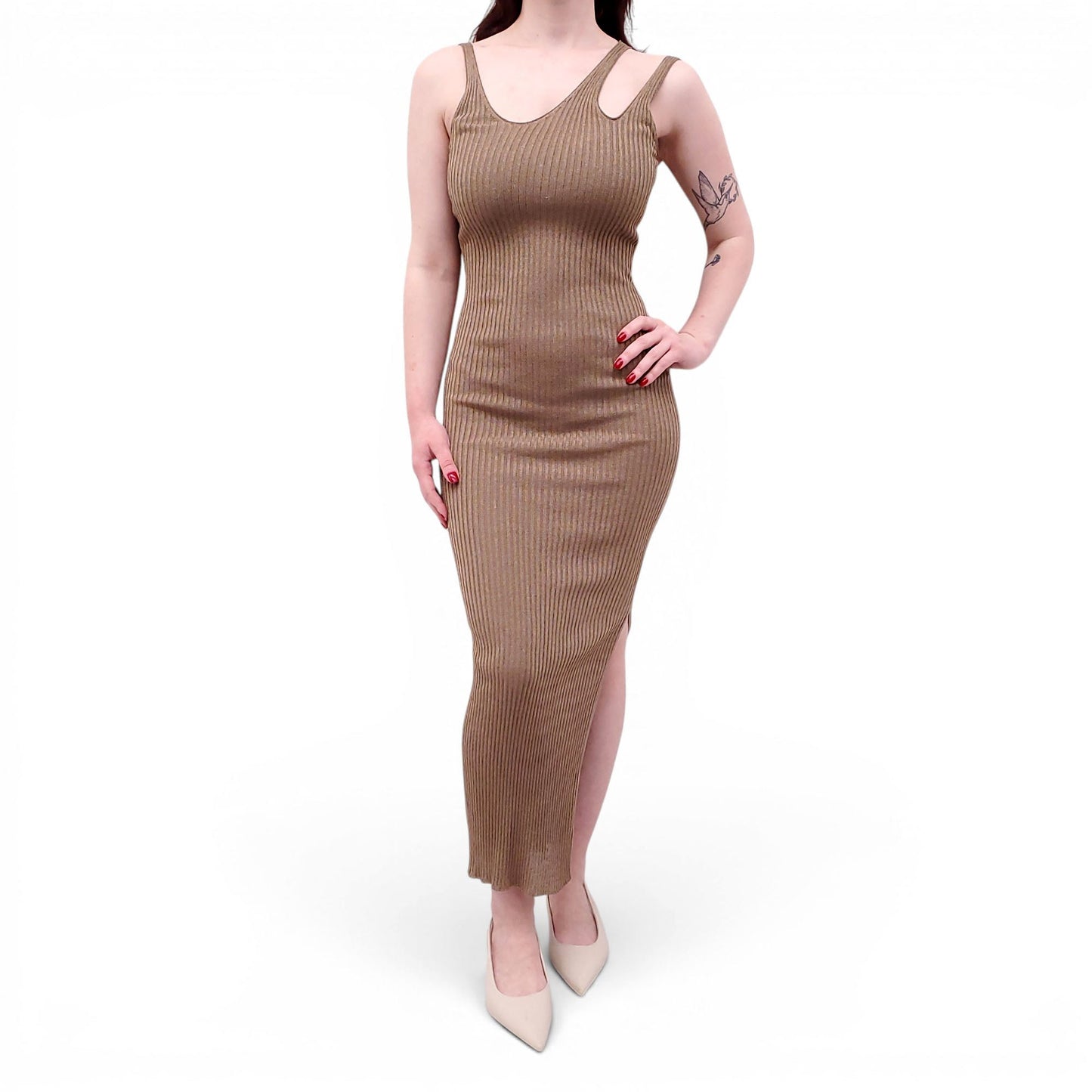 JONATHAN SIMKHAI BRONZE METALLIC MAXI DRESS - SIZE XS