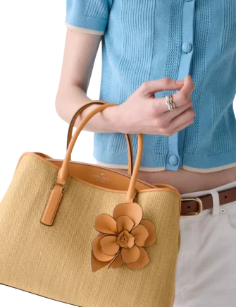 Kate Spade New York Thompson Street Straw Satchel Bag With Charm
