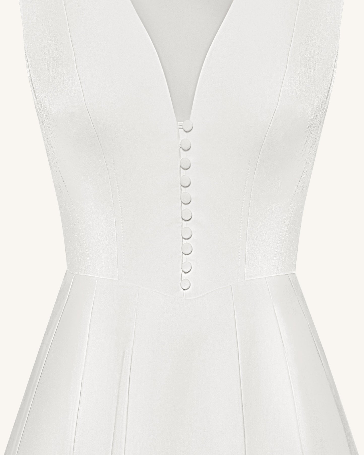 Front V-Neck Pleated Midi Dress - White