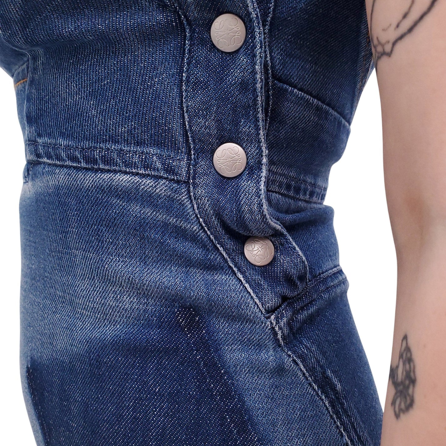 LOEWE RUNWAY DENIM MIDI DRESS - SIZE 36