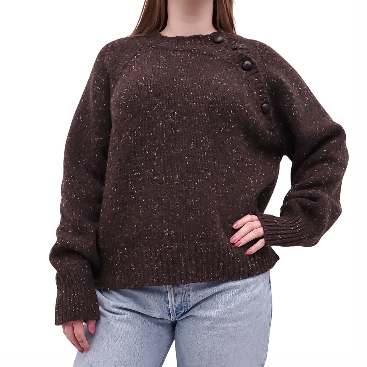 MARGARET HOWELL BROWN KNIT SWEATER - SIZE 14