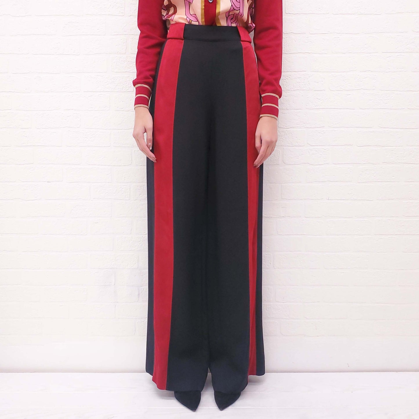 MARNI BLACK TROUSERS WITH RED STRIPE - SIZE 42