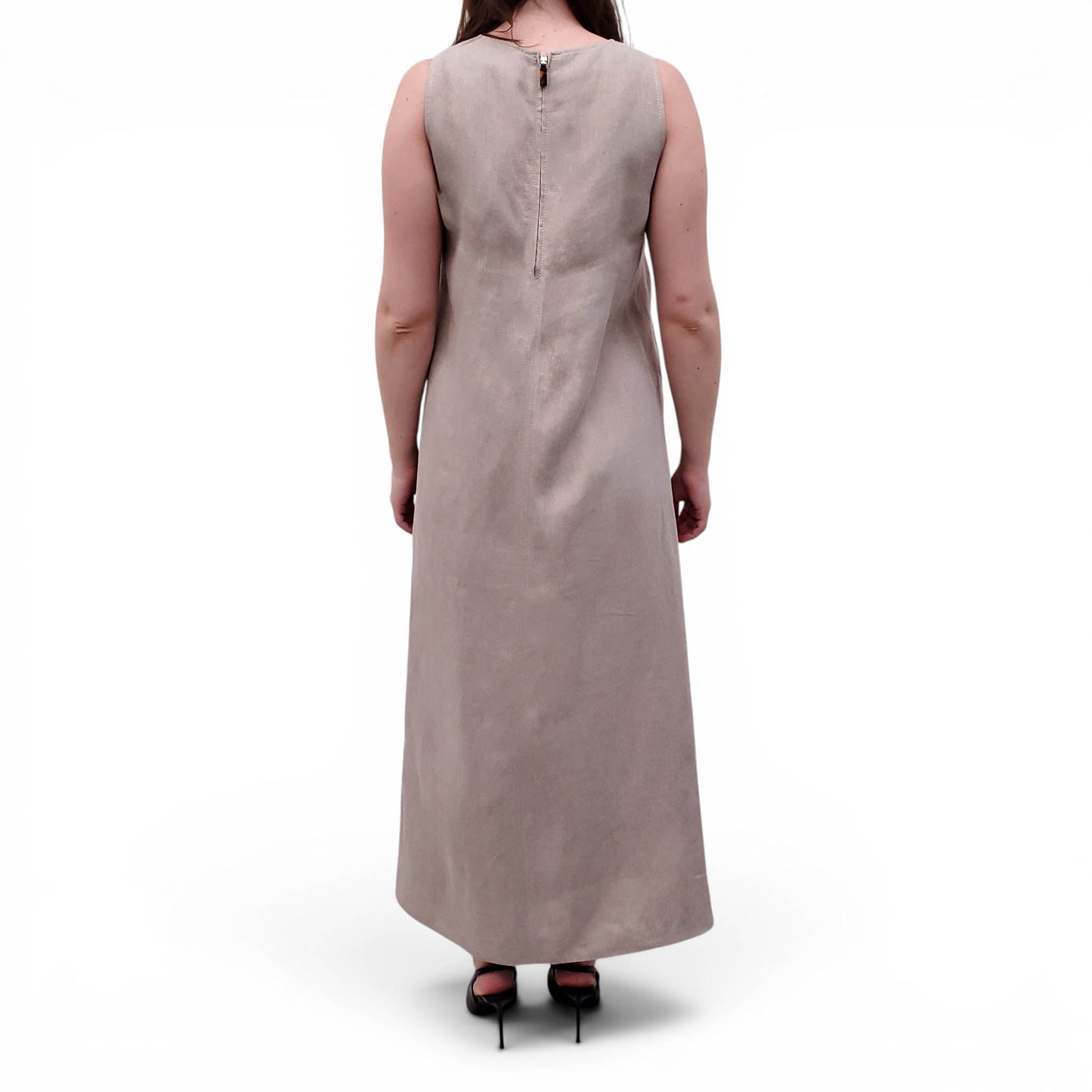 MAX MARA TAUPE LINEN DRESS - SIZE 8