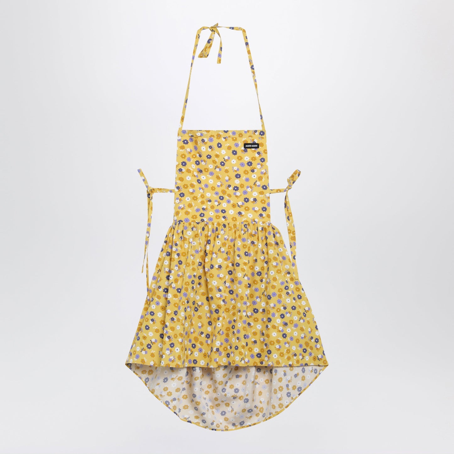 Miu Miu Floral Cotton Poplin Dress In Yellow And Purple Women