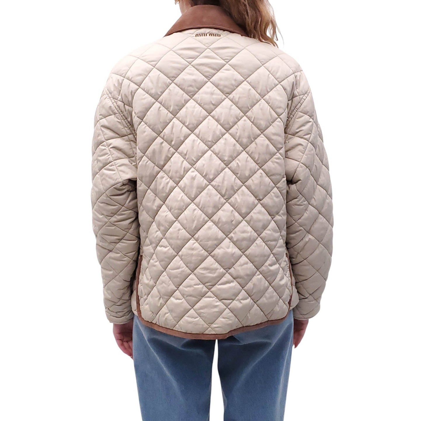 MIU MIU QUILTED BARN JACKET WITH LOGO - SIZE 36