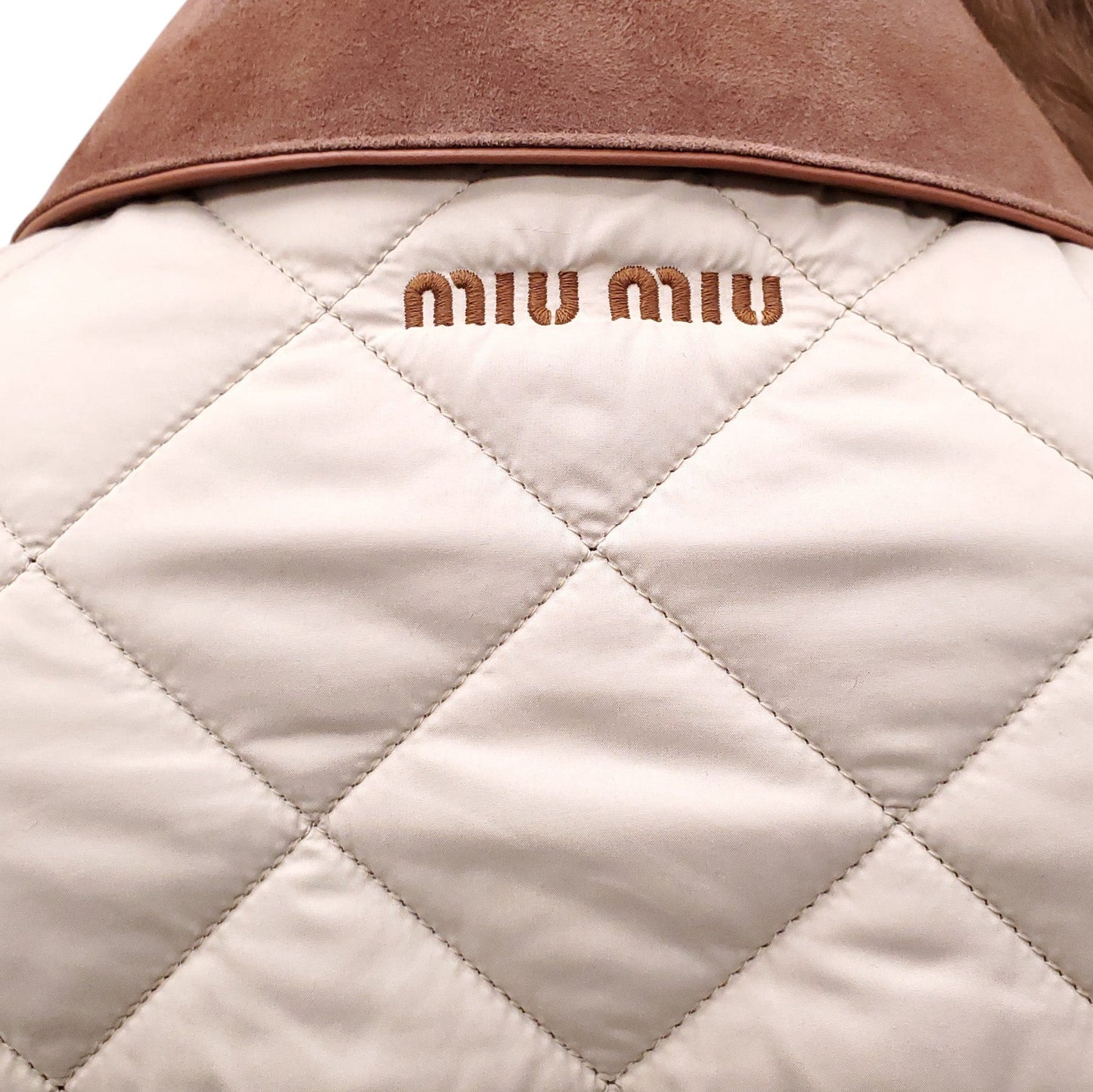 MIU MIU QUILTED BARN JACKET WITH LOGO - SIZE 36