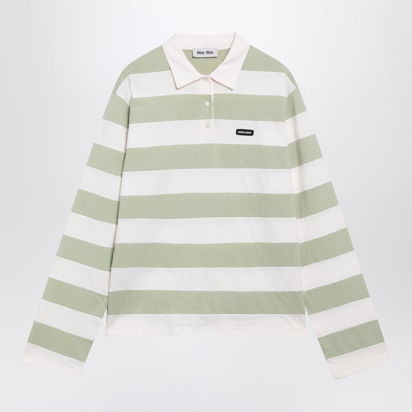 Miu Miu Petal/Agave Striped Jersey Polo Shirt Women