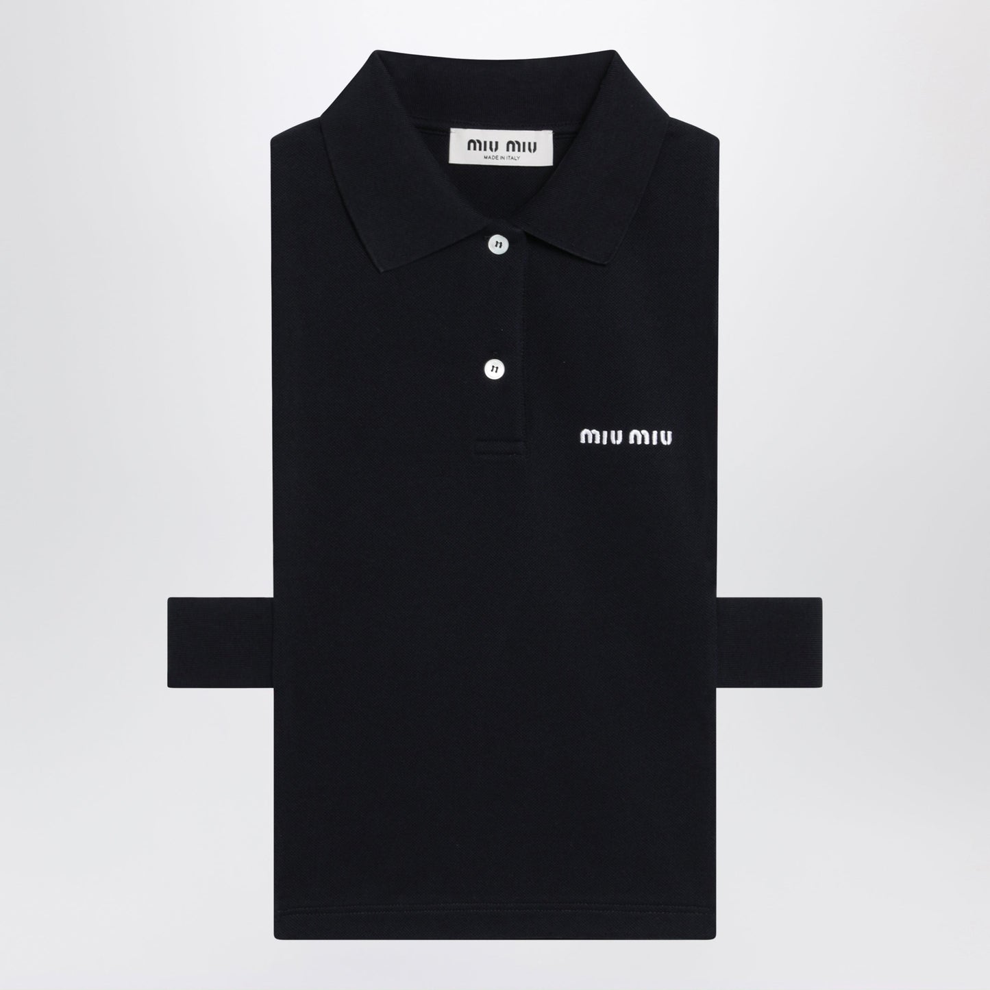 Miu Miu Blue Pique Top With Logo Women