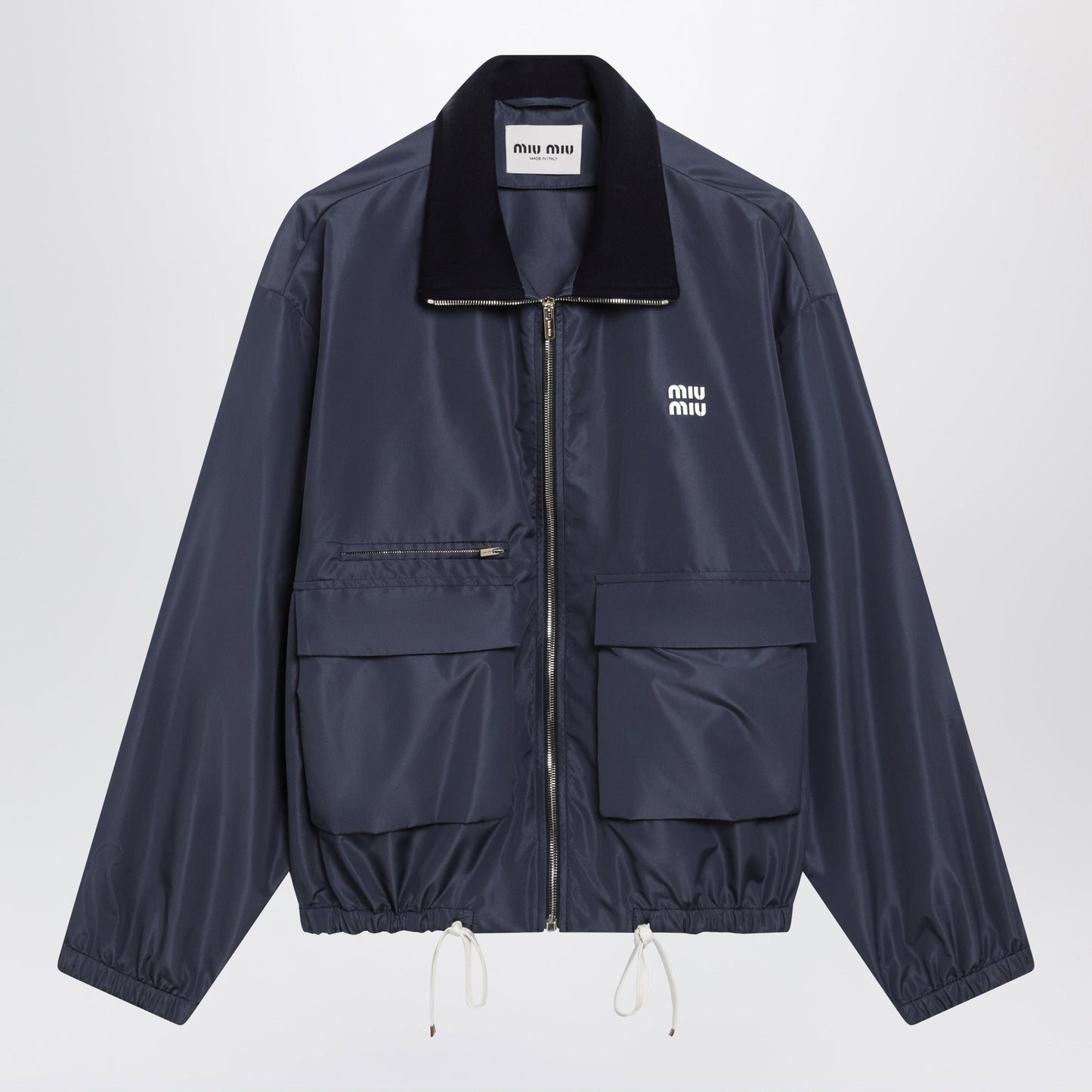 Miu Miu Tela Tec Lightweight Windproof Blouson In Blue Women