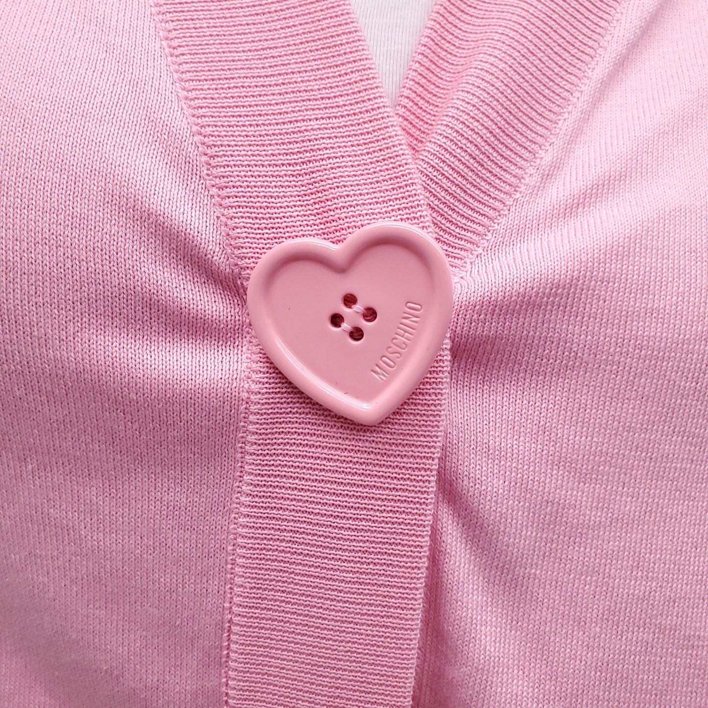 MOSCHINO COUTURE PINK OVERSIZED CARDIGAN WITH HEARTS - SIZE 2