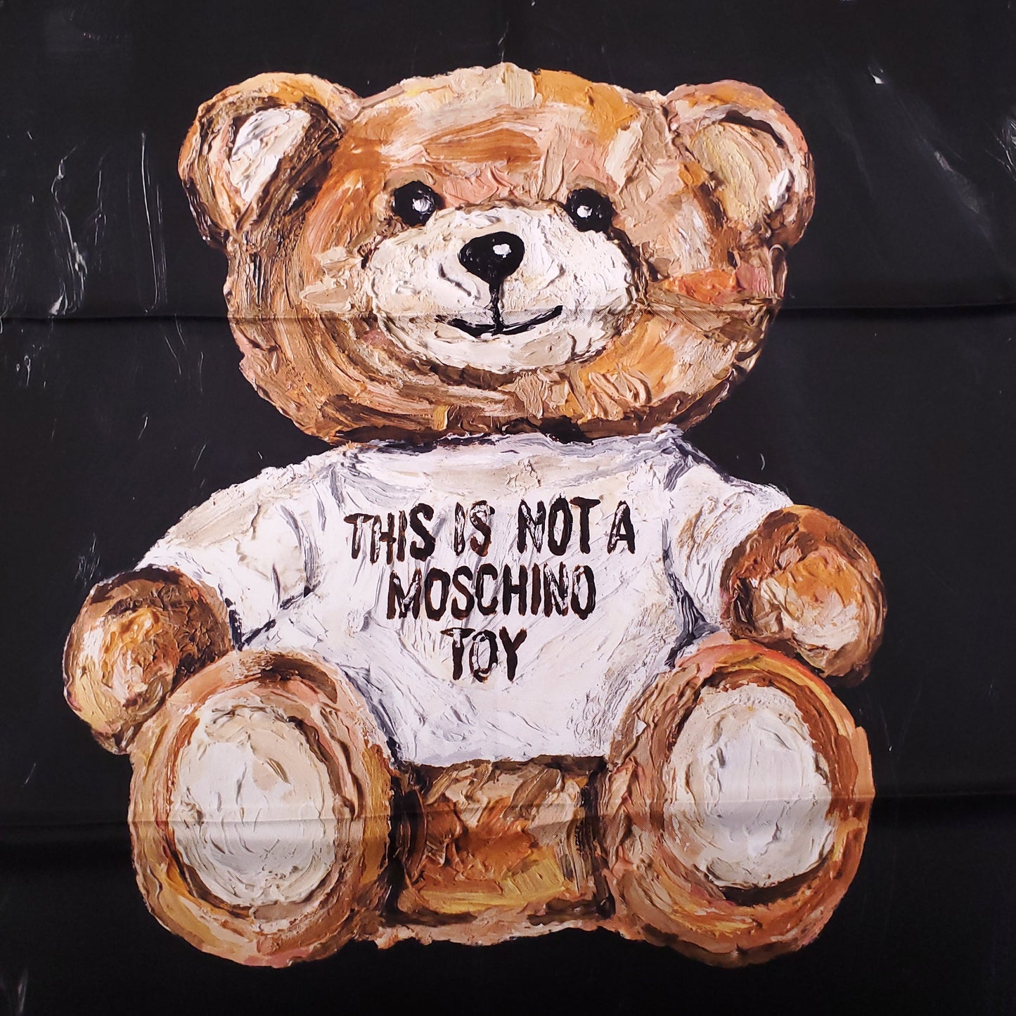 MOSCHINO SILK LOGO TEDDY BEAR SCARF