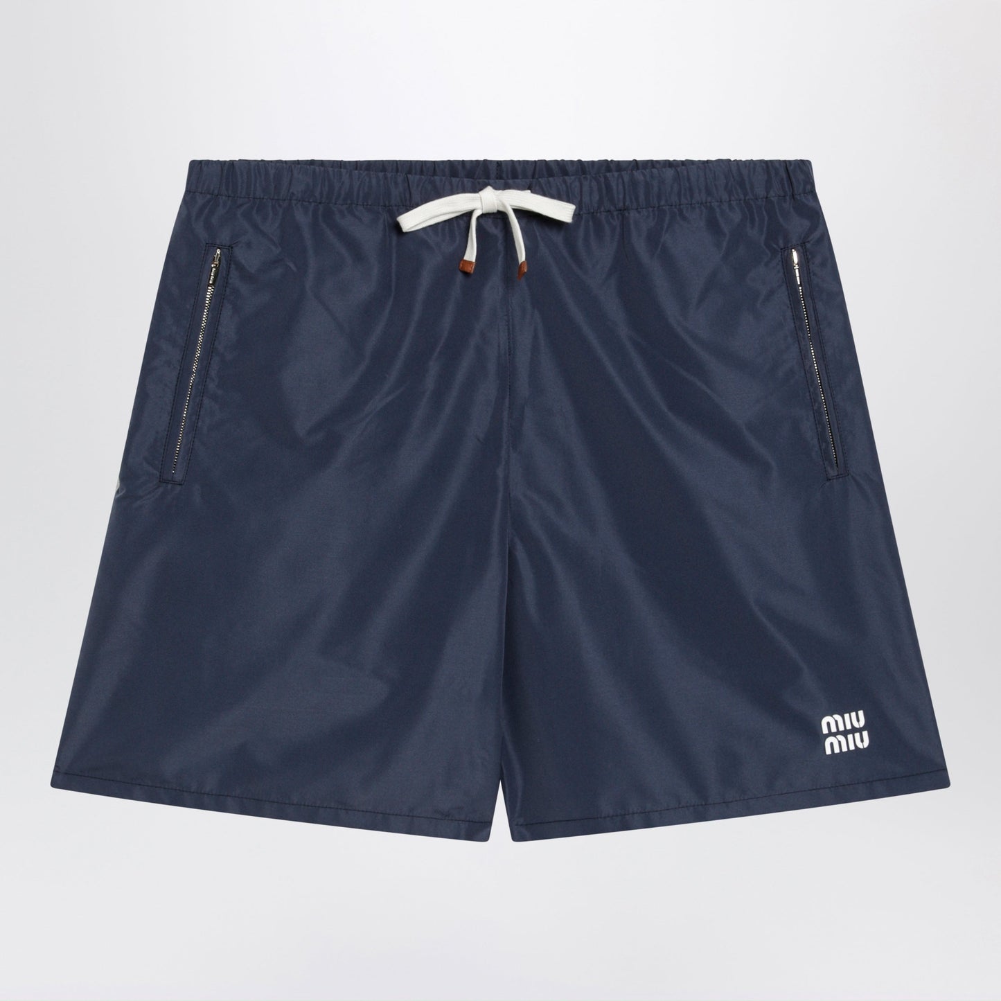 Miu Miu Tec Fabric Windproof Bermuda Shorts In Blue Women