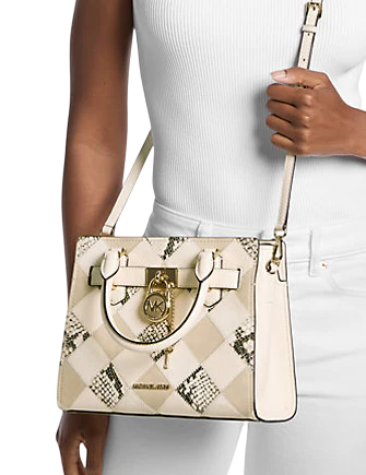 Michael Michael Kors Hamilton Small Patchwork and Snake Embossed Satchel