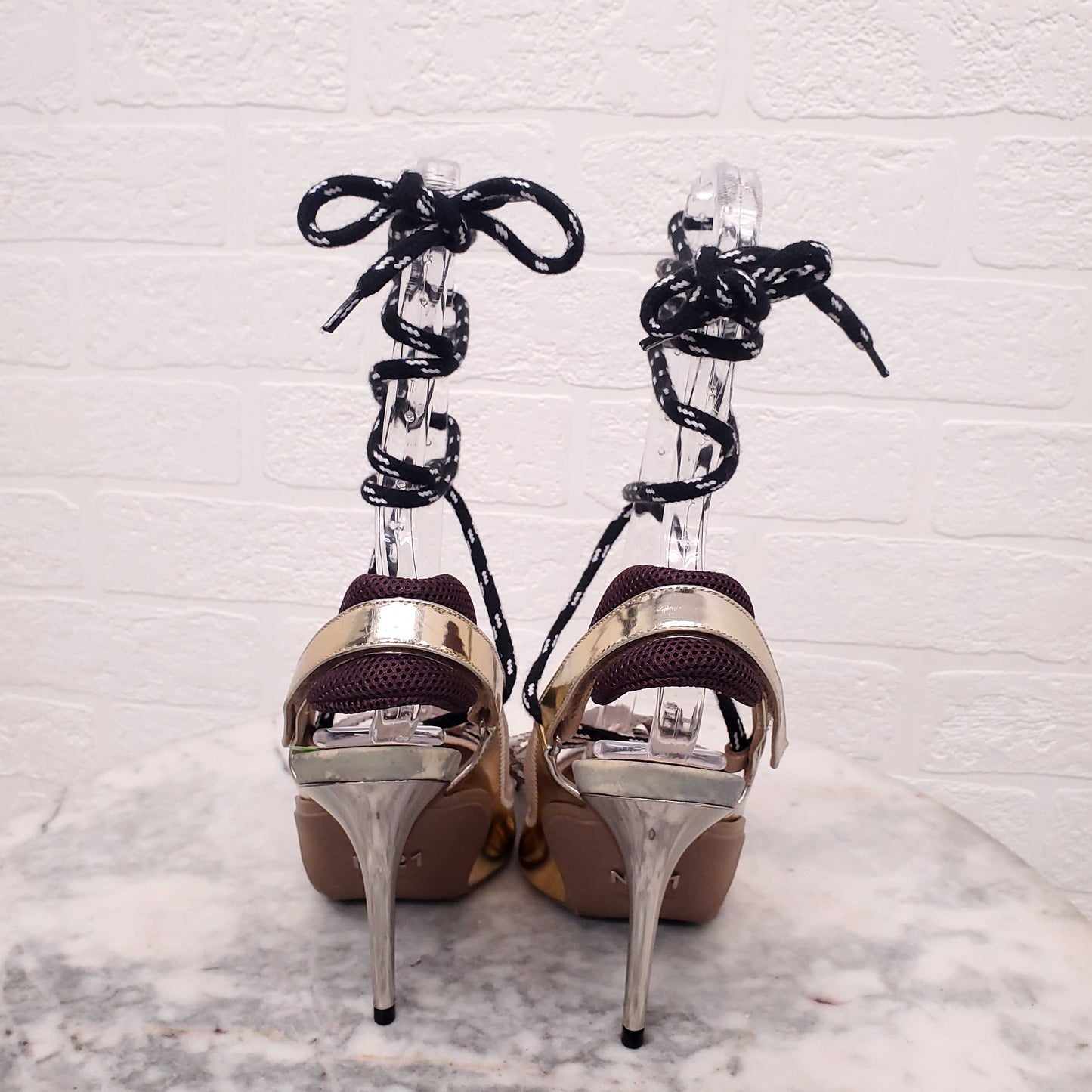 N21 METALLIC HEELS WITH BOW - SIZE 36