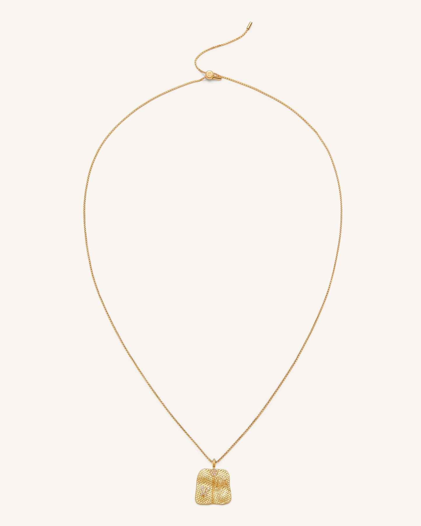 Plantain Fan Pendant Necklace - 18ct Gold Plated & White Zircon