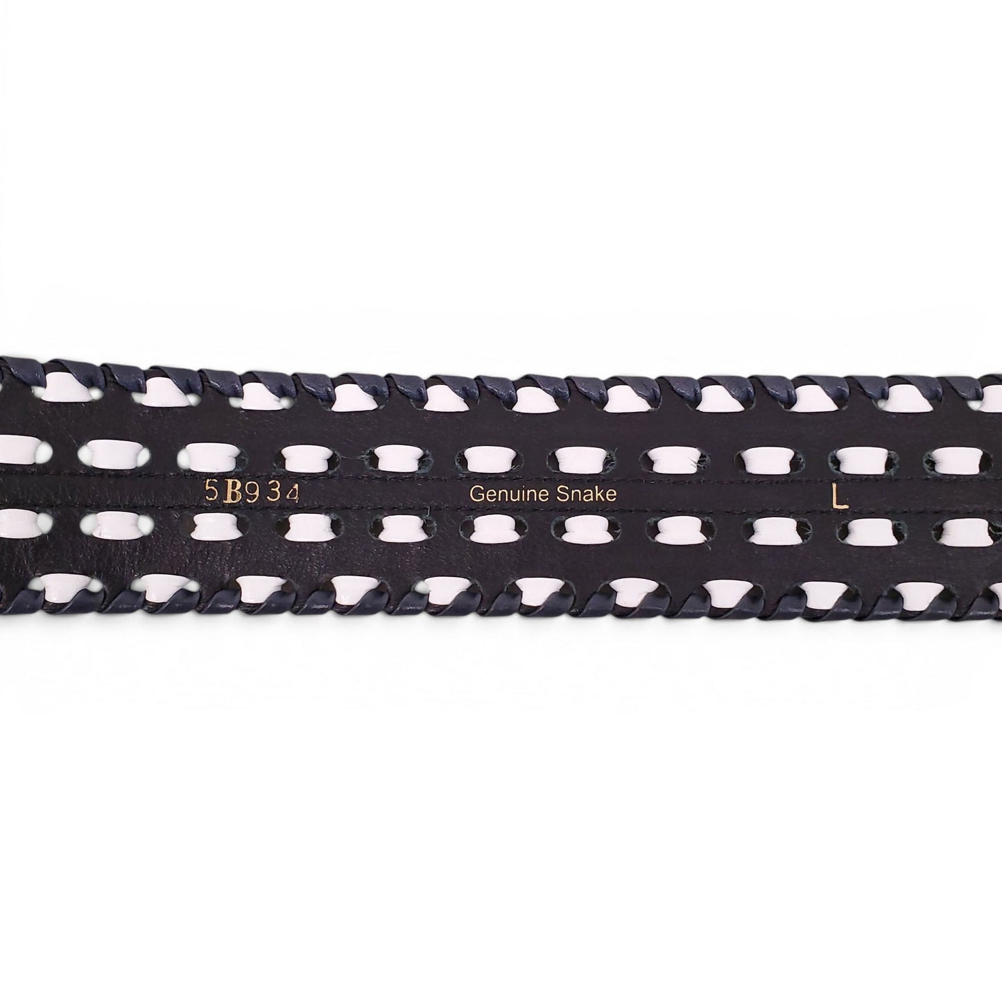 OSCAR DE LA RENTA BLACK AND WHITE WAIST BELT WITH SNAKESKIN DETAIL - SIZE L