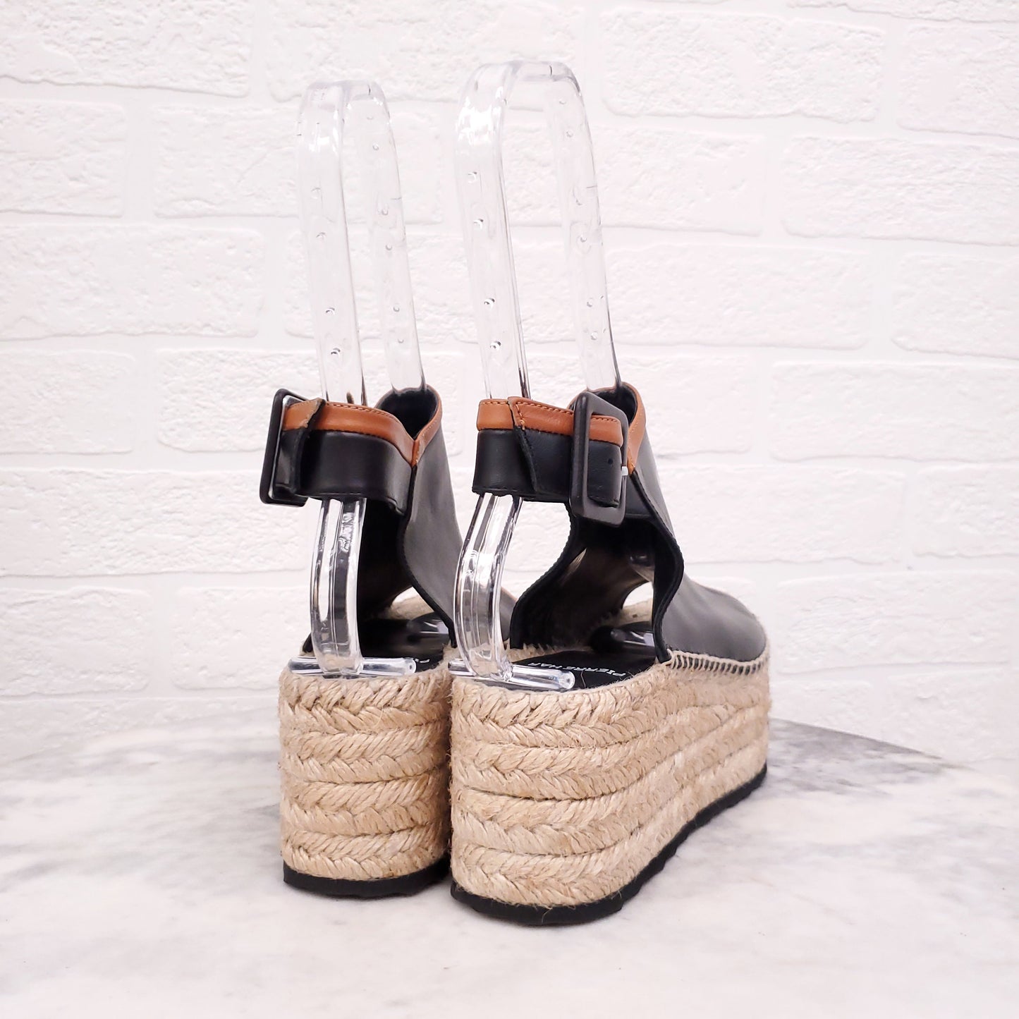 PIERRE HARDY BLACK LEATHER PLATFORM ESPADRILLES - SIZE 39
