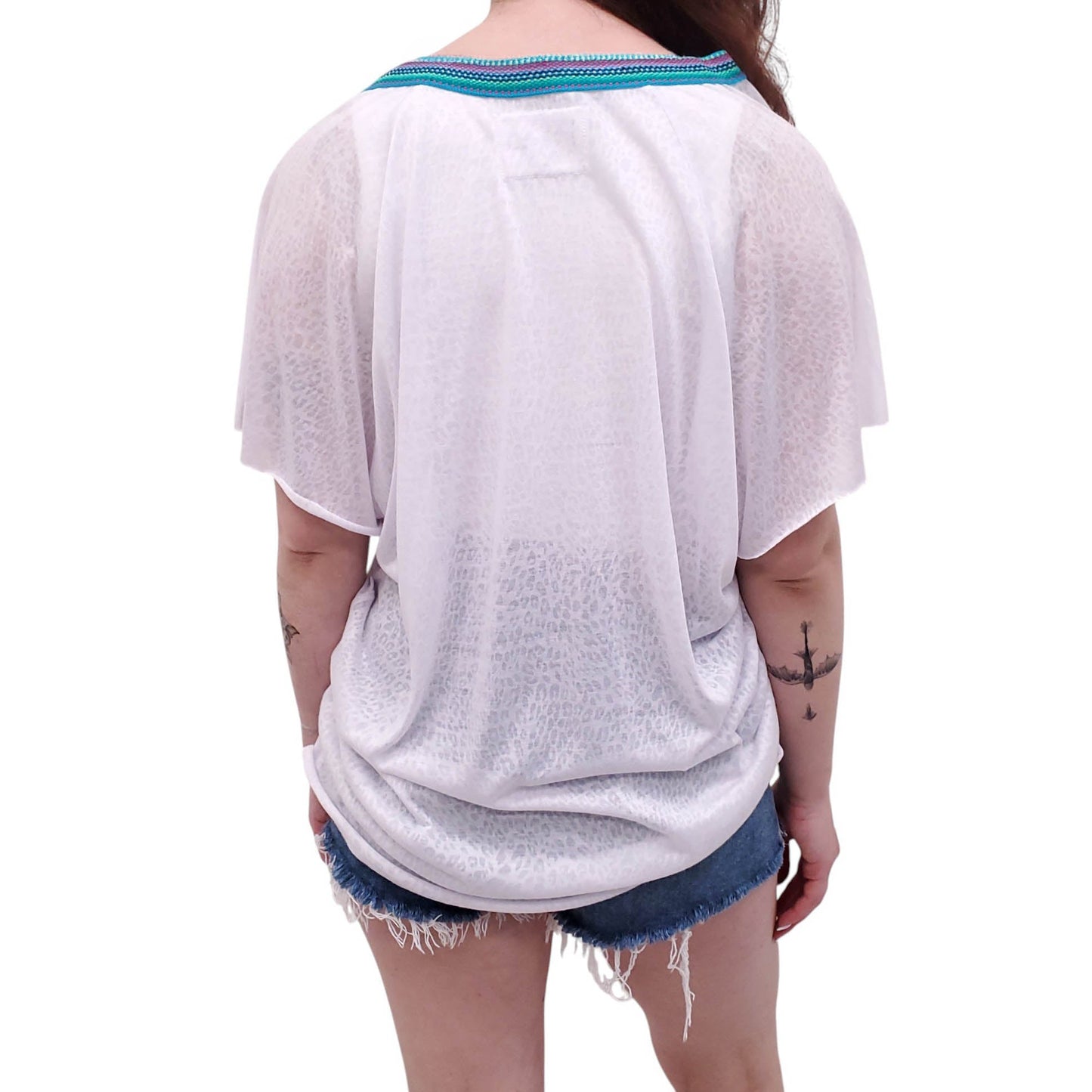 PITUSA WHITE COVER-UP BLOUSE - SIZE S