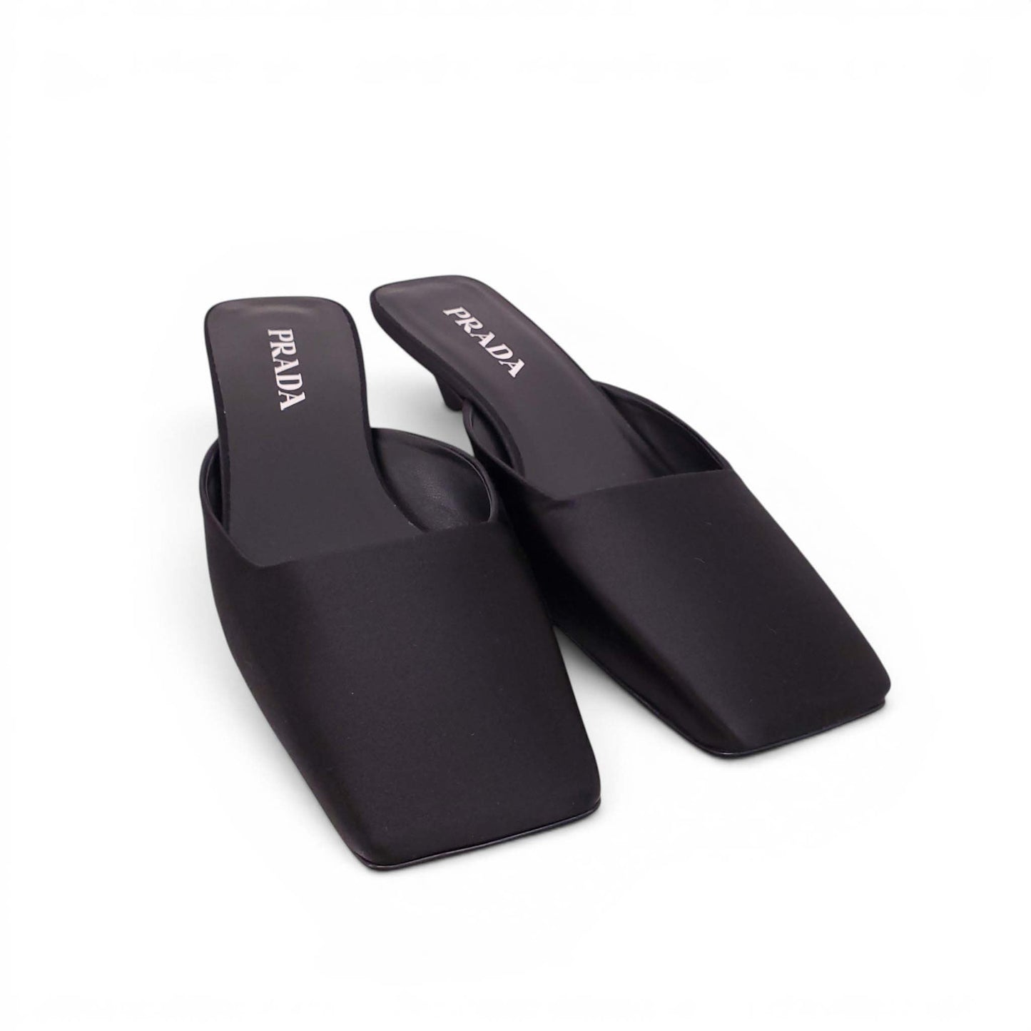 PRADA BLACK LOGO MULES - SIZE 39.5