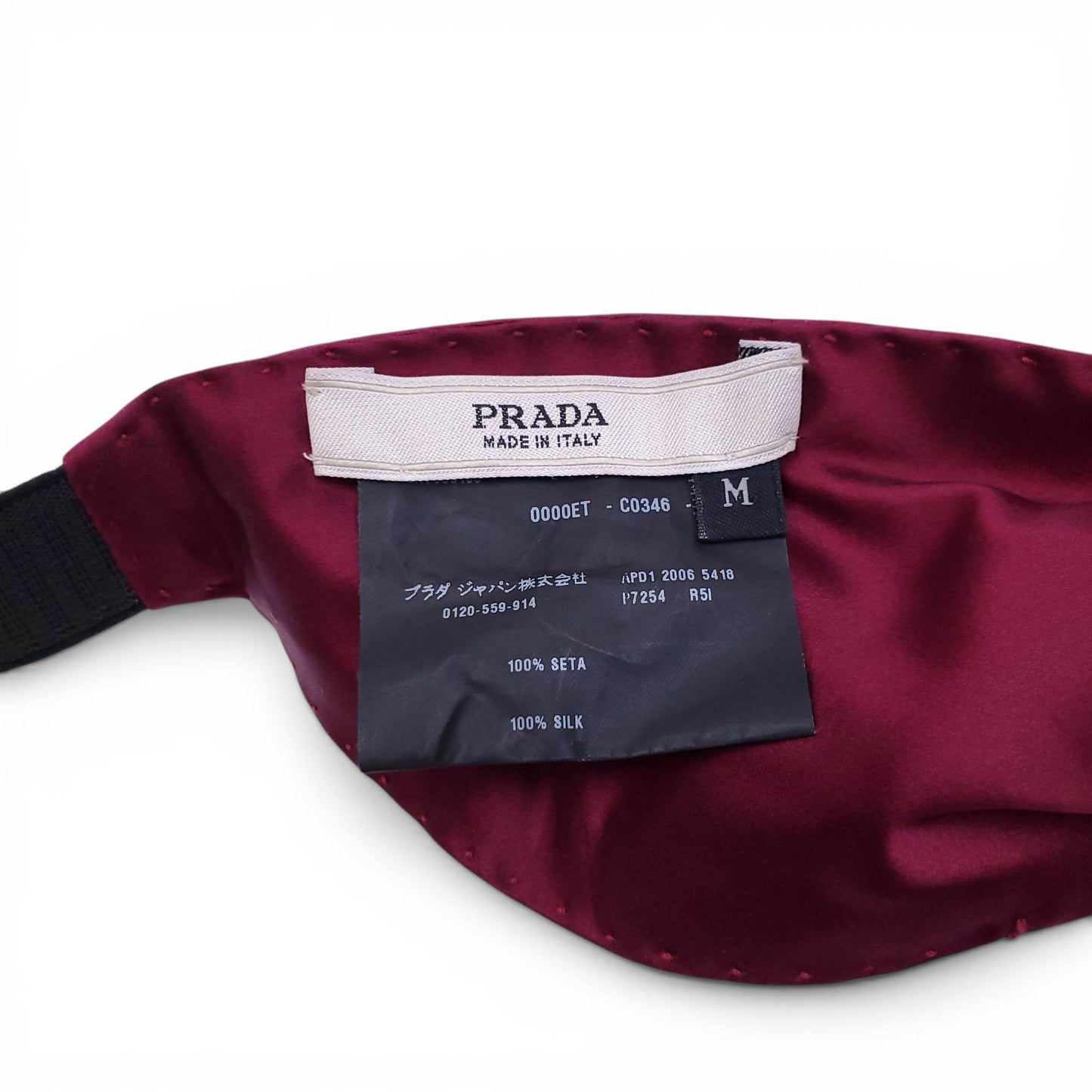 PRADA BURGUNDY SILK KNOT HEADBAND