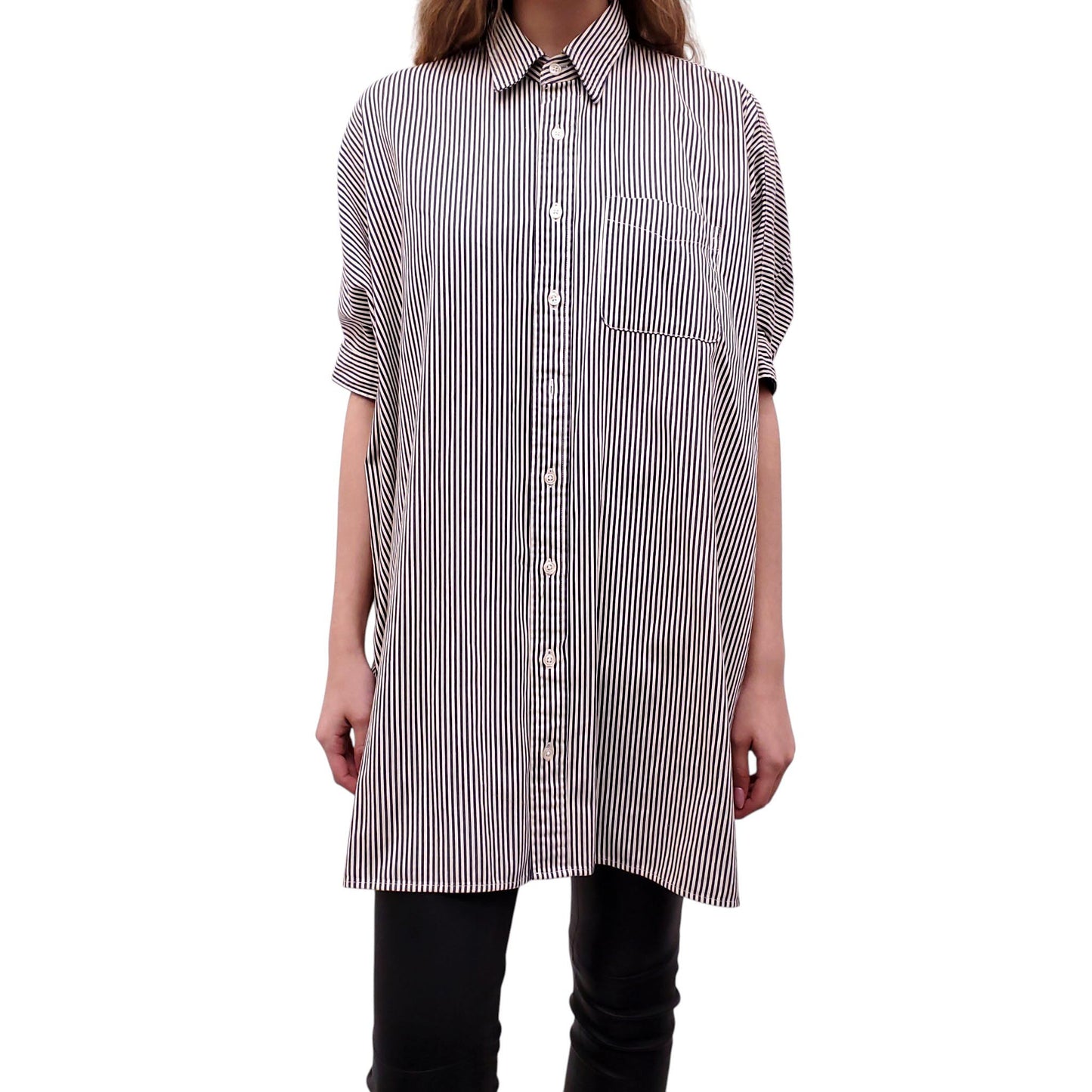 R13 STRIPED OVERSIZED SHIRT DRESS - SIZE XS