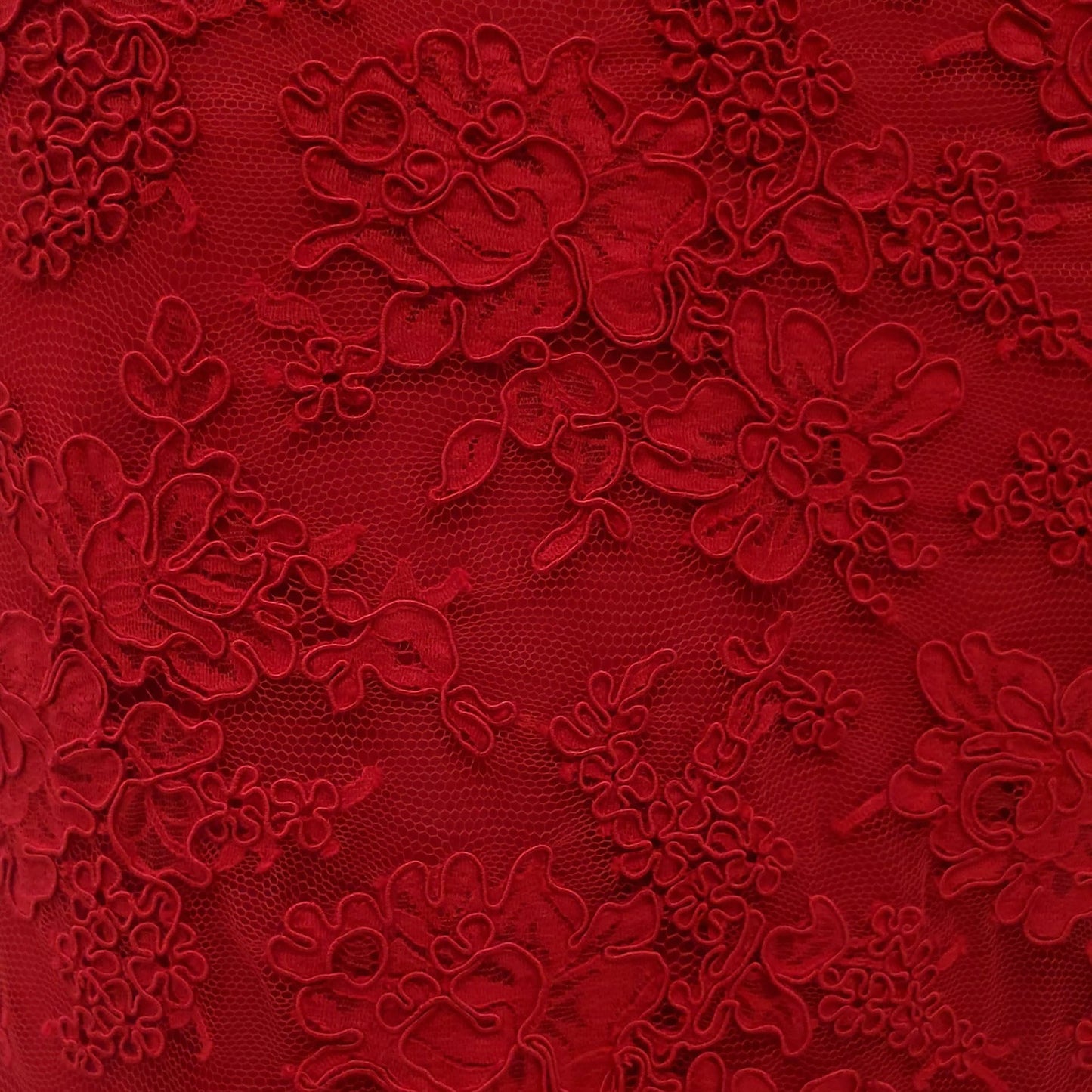 REEM ACRA RED LACE GOWN - SIZE 4