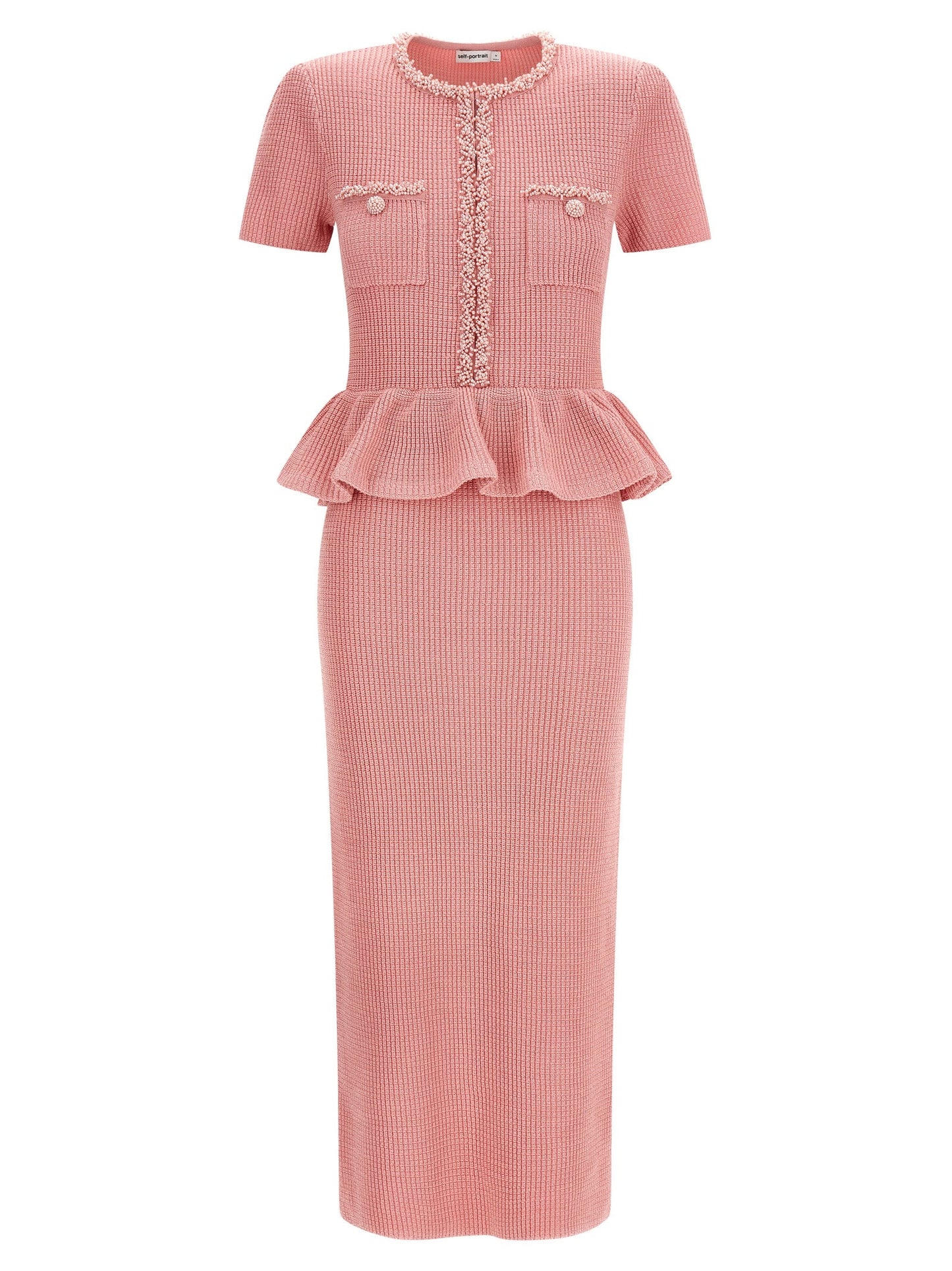 Self Portrait Women 'Pink Peplum Knit Midi' Dress
