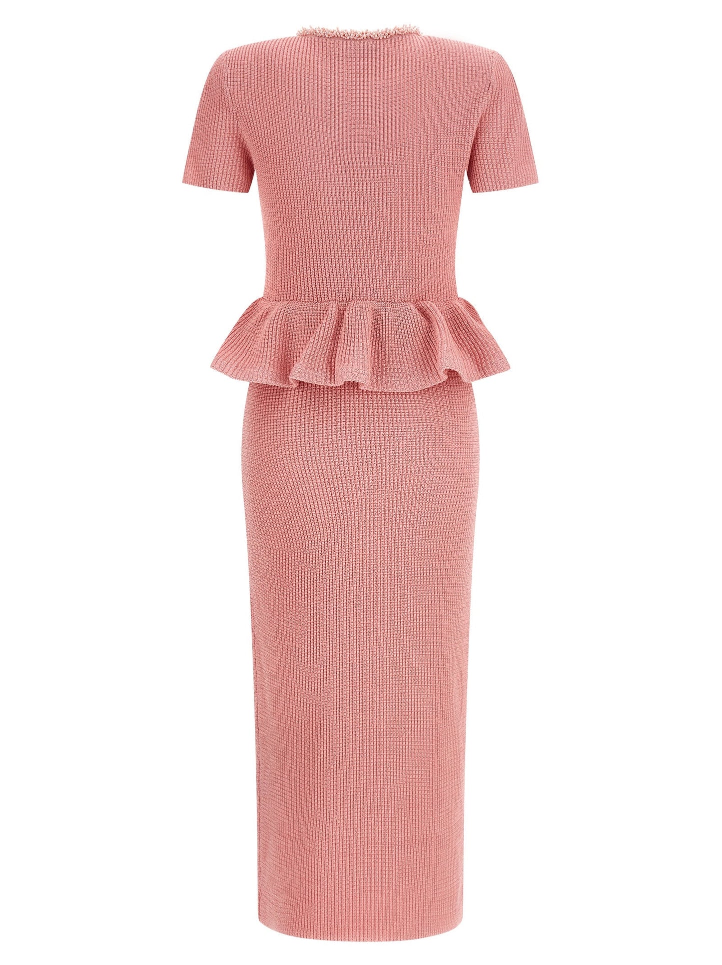 Self Portrait Women 'Pink Peplum Knit Midi' Dress
