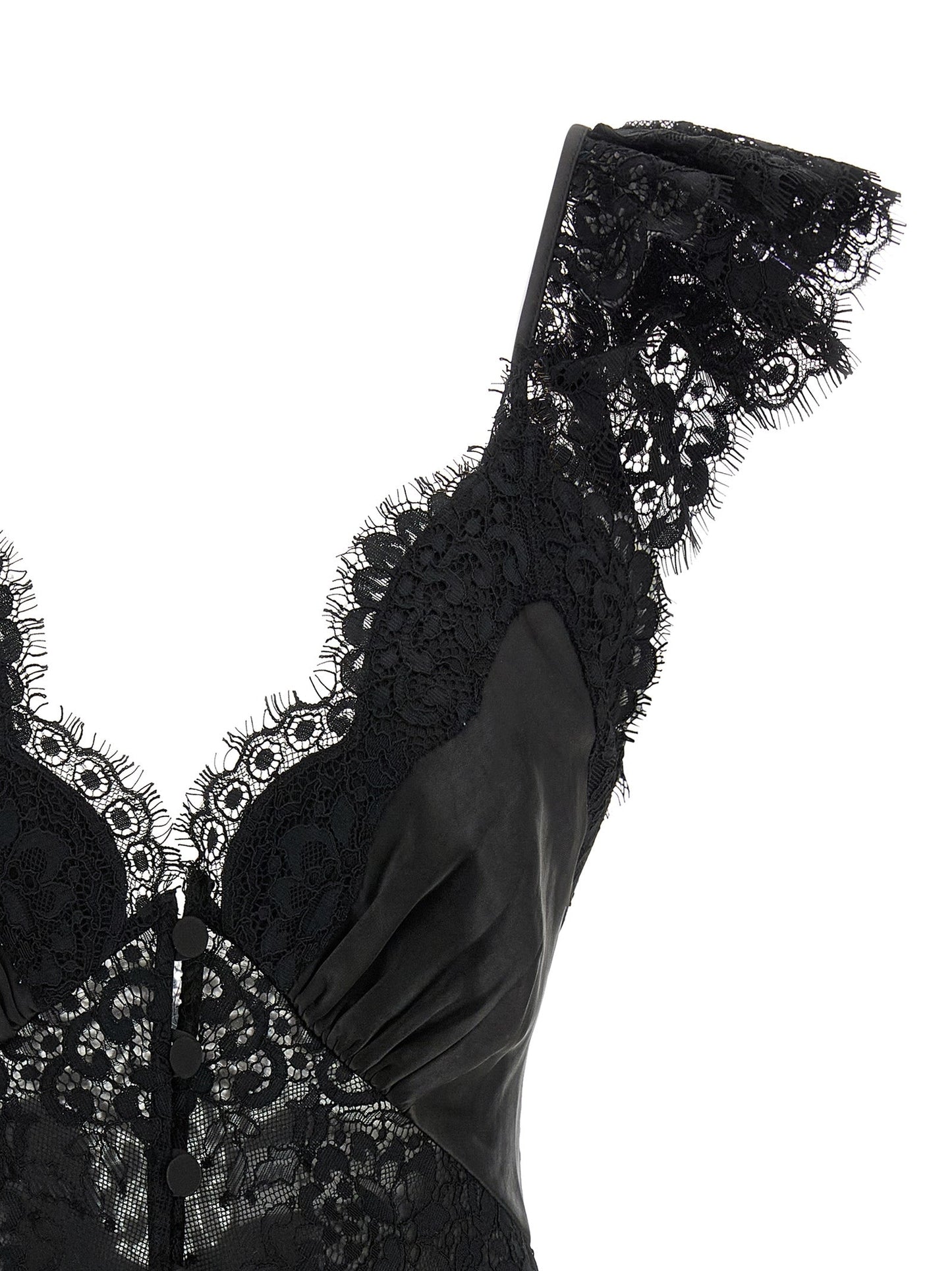 Self Portrait Women 'Black Satin Lace' Top