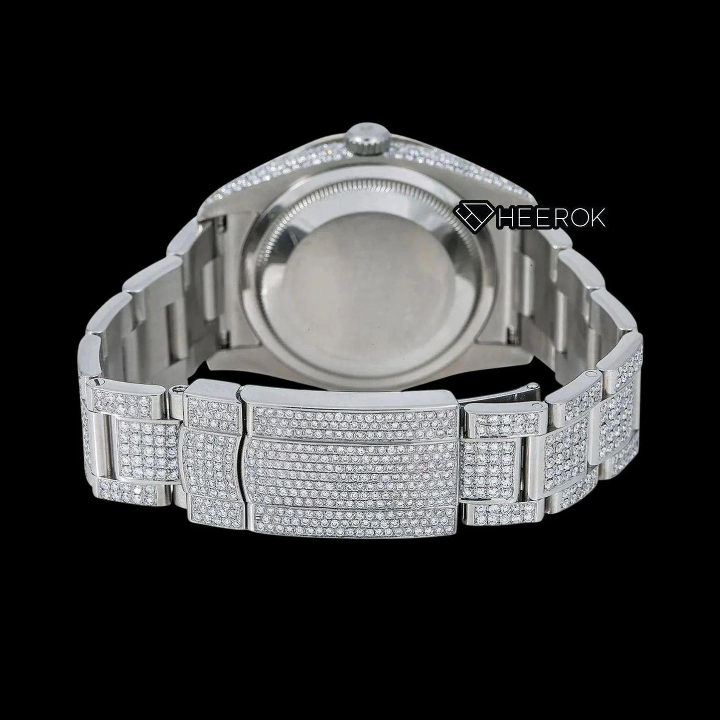 Rolex Datejust Diamond Paved Dial Multicolor Arabic Numerals Diamond Bezel Fully Iced Moissanite Diamond Oyster Bracelet For Women