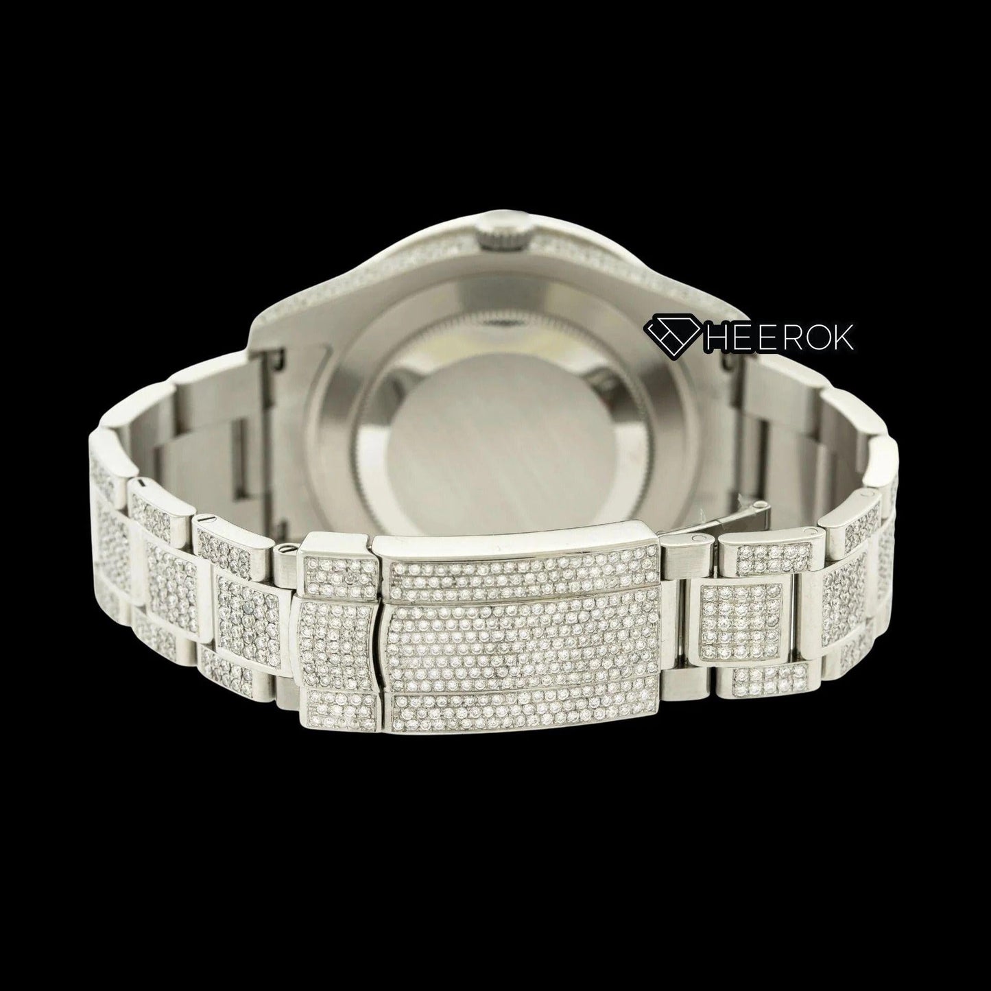 Rolex Datejust Diamond Paved Dial Roman Numerals Diamond Bezel Fully Iced Out Moissanite Diamond Oyster Bracelet Watch