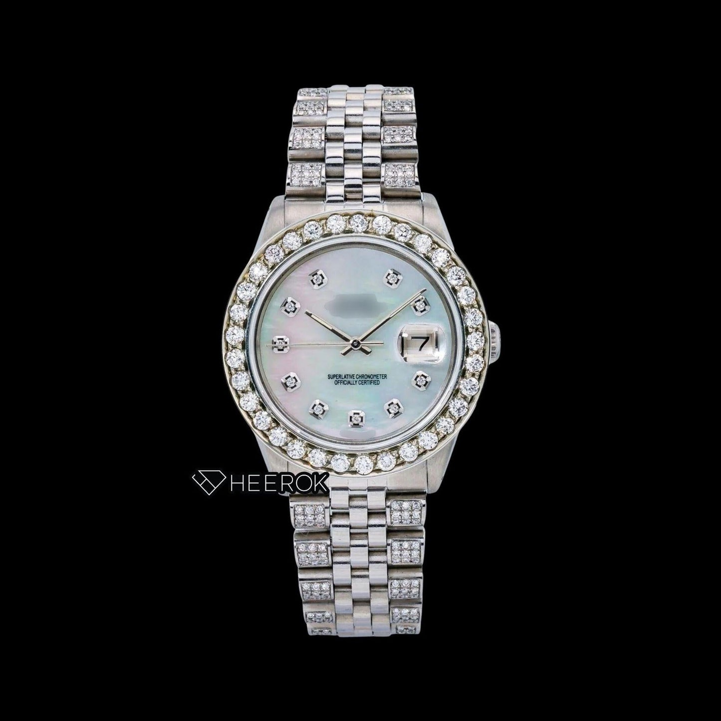 Rolex Datejust Mother of Pearl Dial Diamond Markers Diamond Bezel Semi Iced Moissanite Diamond Jubilee Bracelet For Women